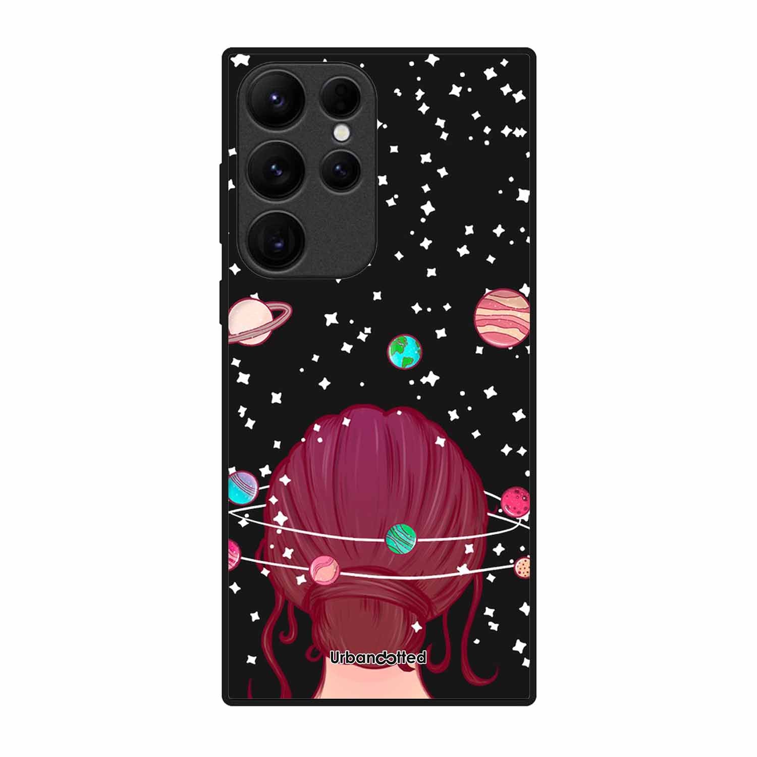 Galactic Hair Space Girl Glass Case For Samsung S23 Ultra 5G