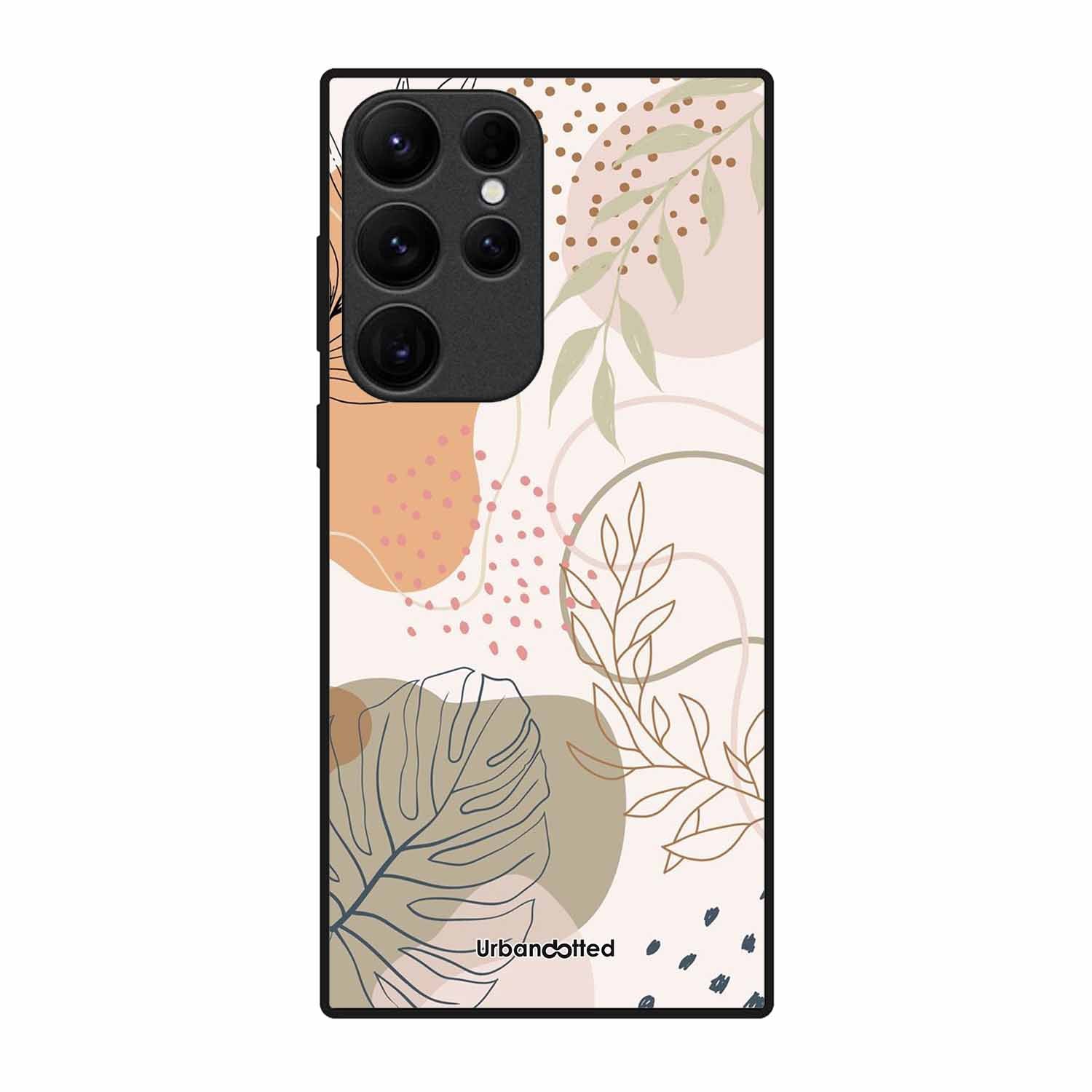 Minimalist Leaf Pattern Glass Case For Samsung S23 Ultra 5G