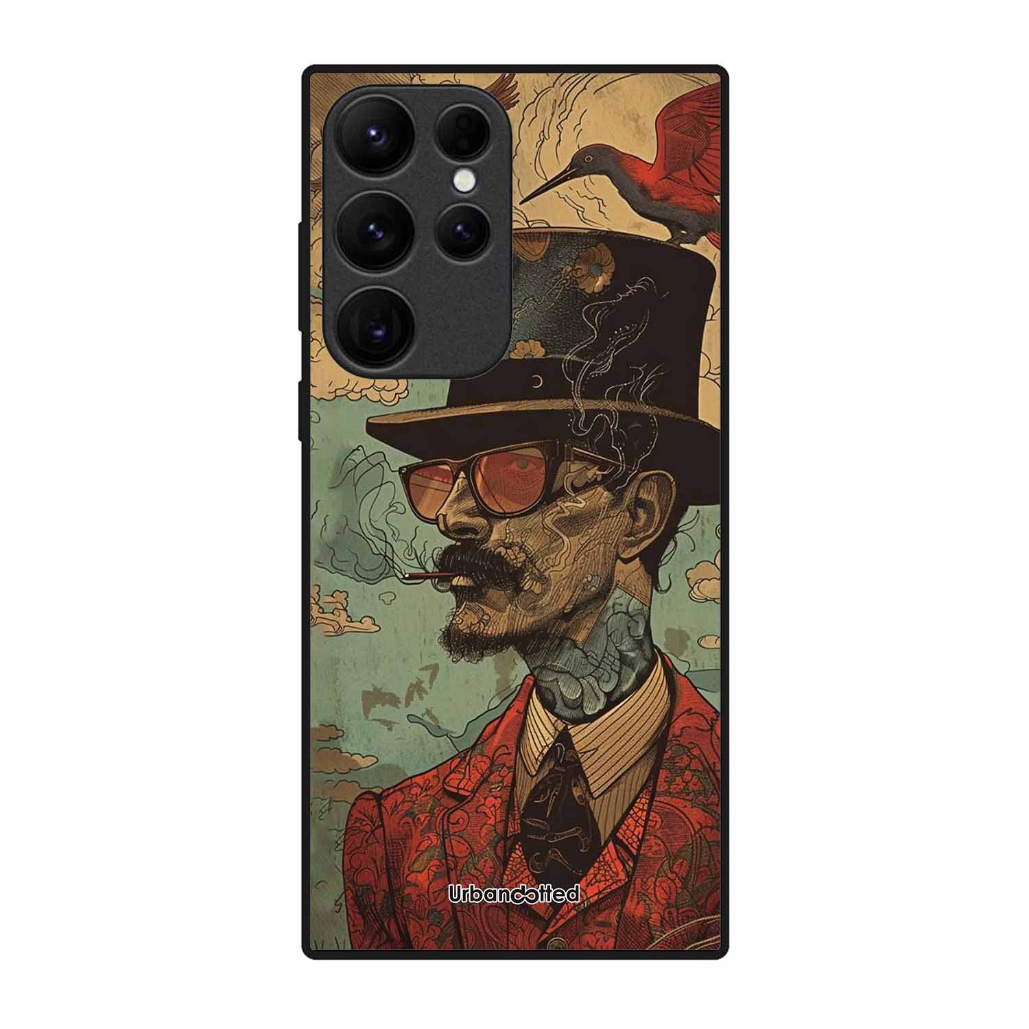 Steampunk Gentleman Smoker Glass Case For Samsung S25 Ultra