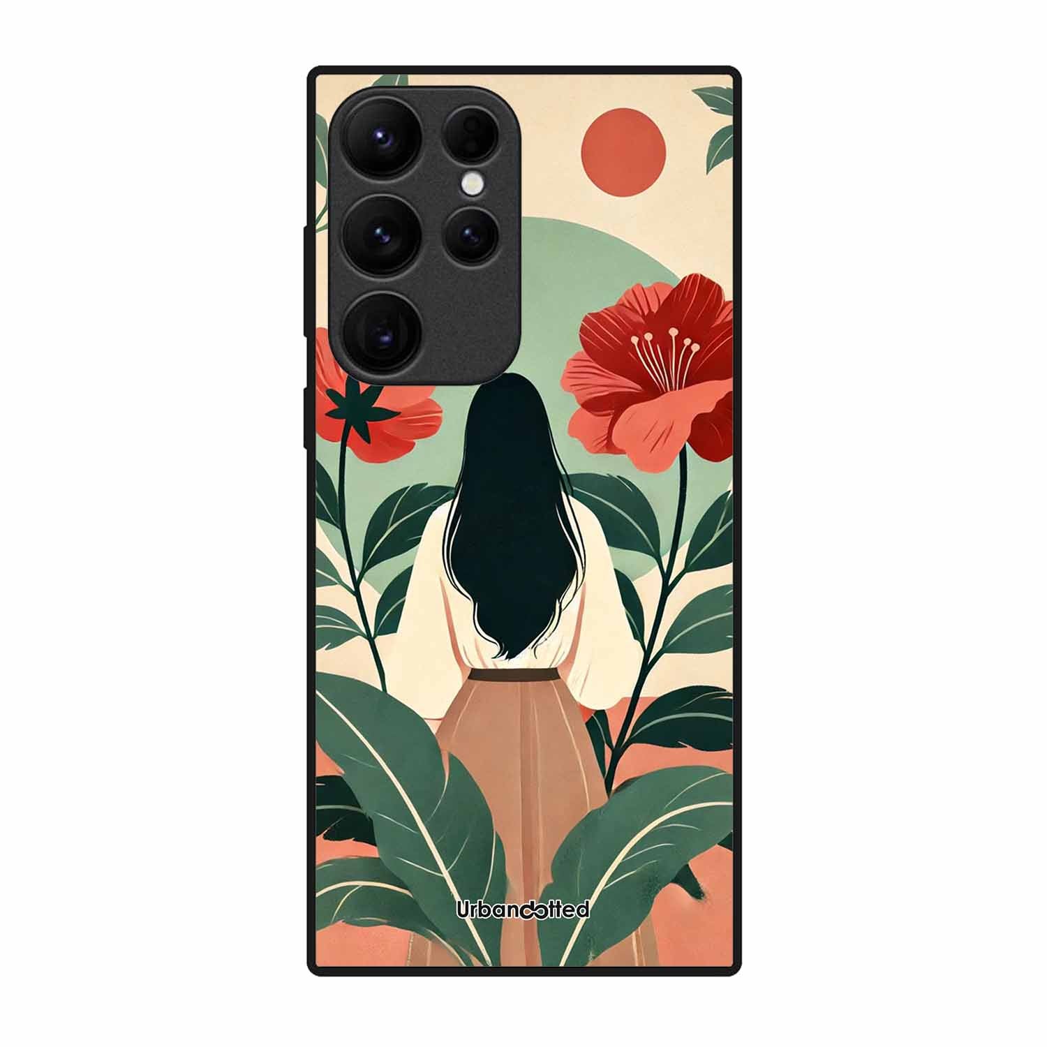 Woman in Floral Garden Glass Case For Samsung S23 Ultra 5G