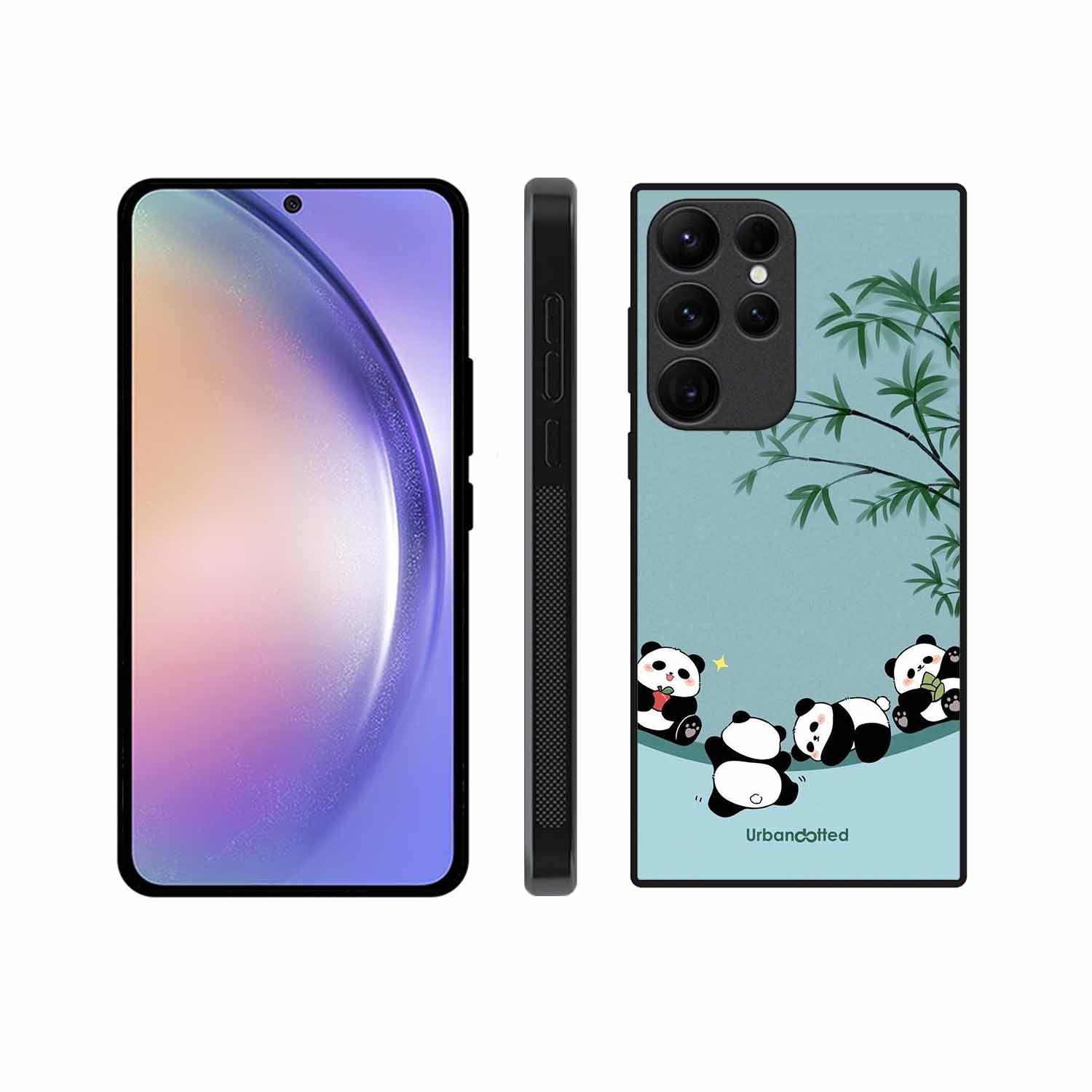 Cute Resting Pandas Glass Case For Samsung S23 Ultra 5G