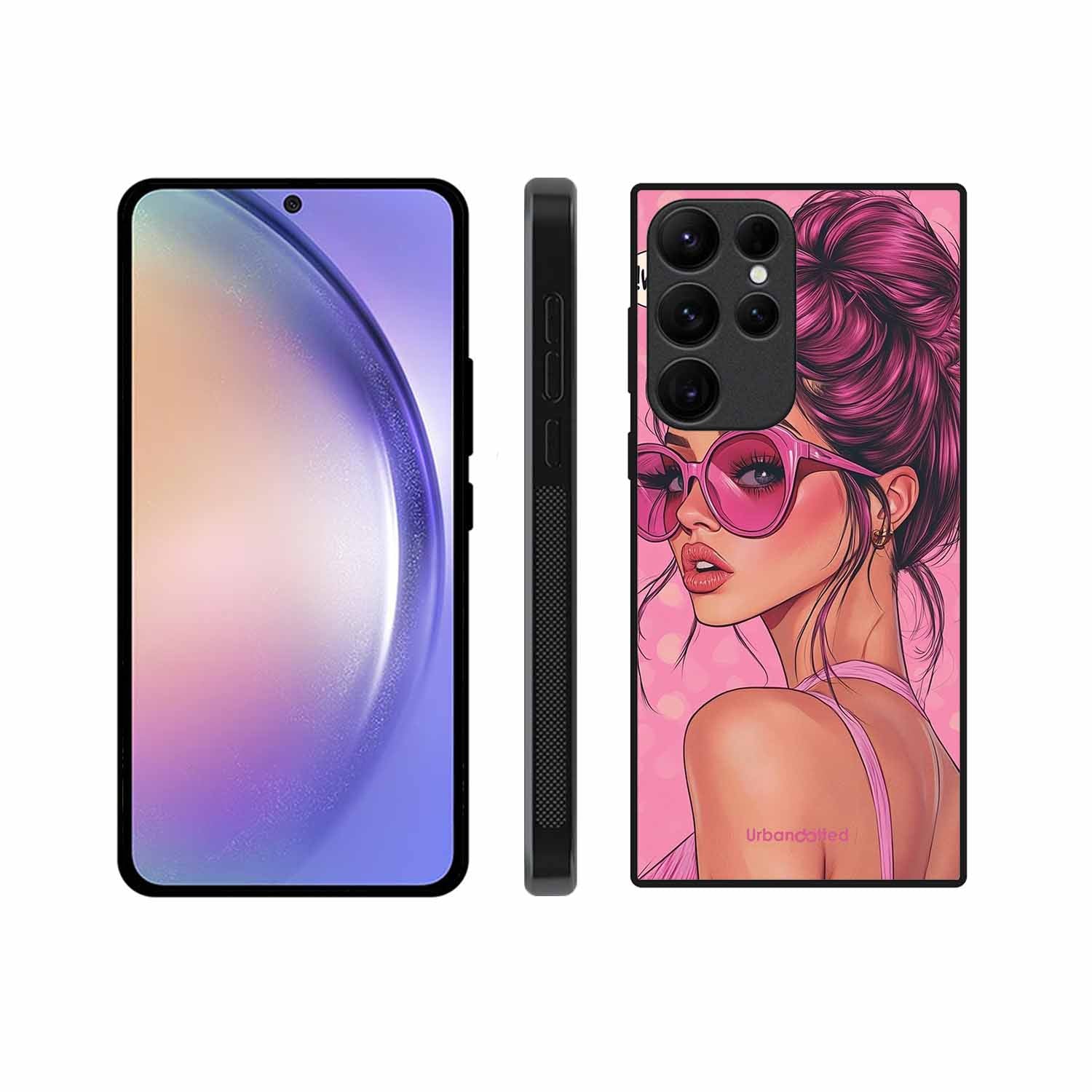 Retro Sunglasses Girl Glass Case For Samsung S23 Ultra 5G