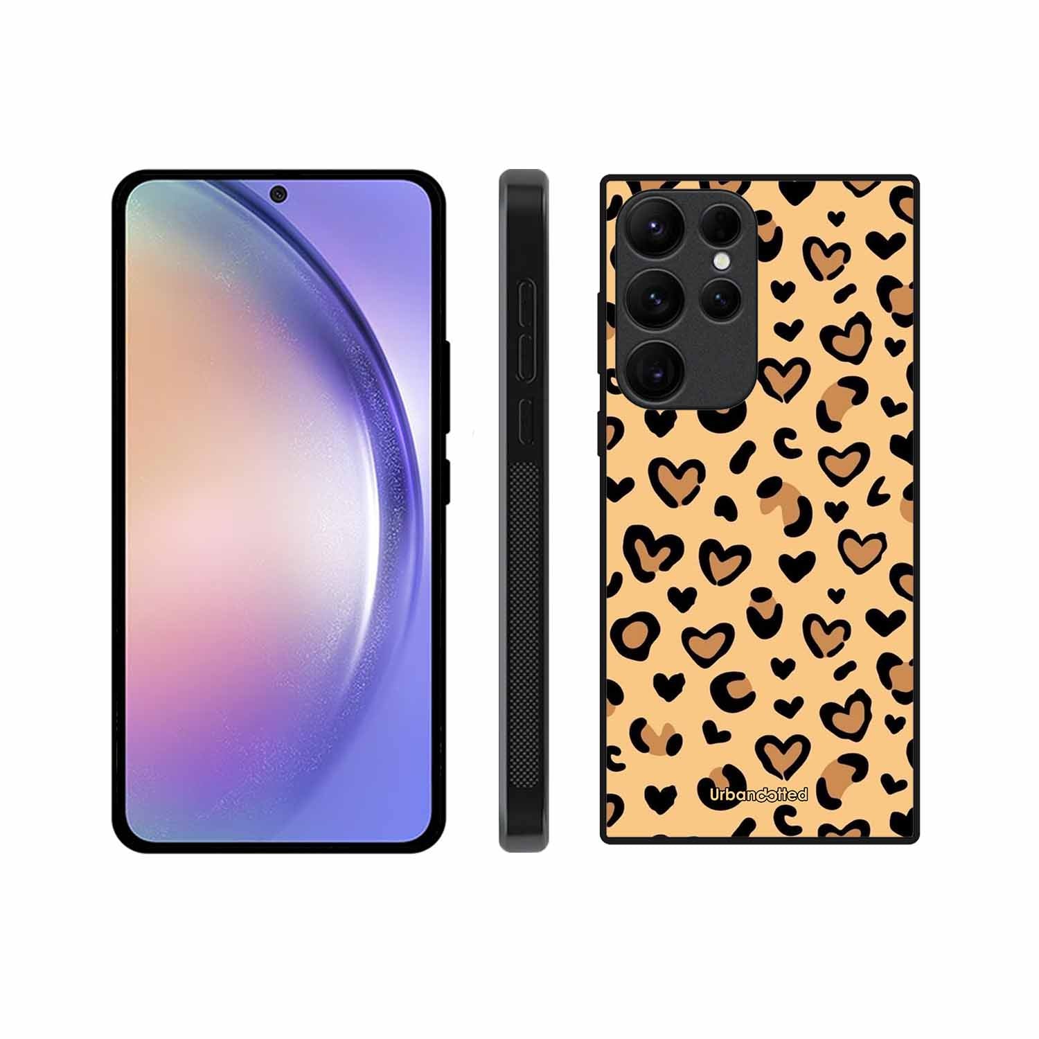 Native Animal Print Hearts Glass Case For Samsung S25 Ultra