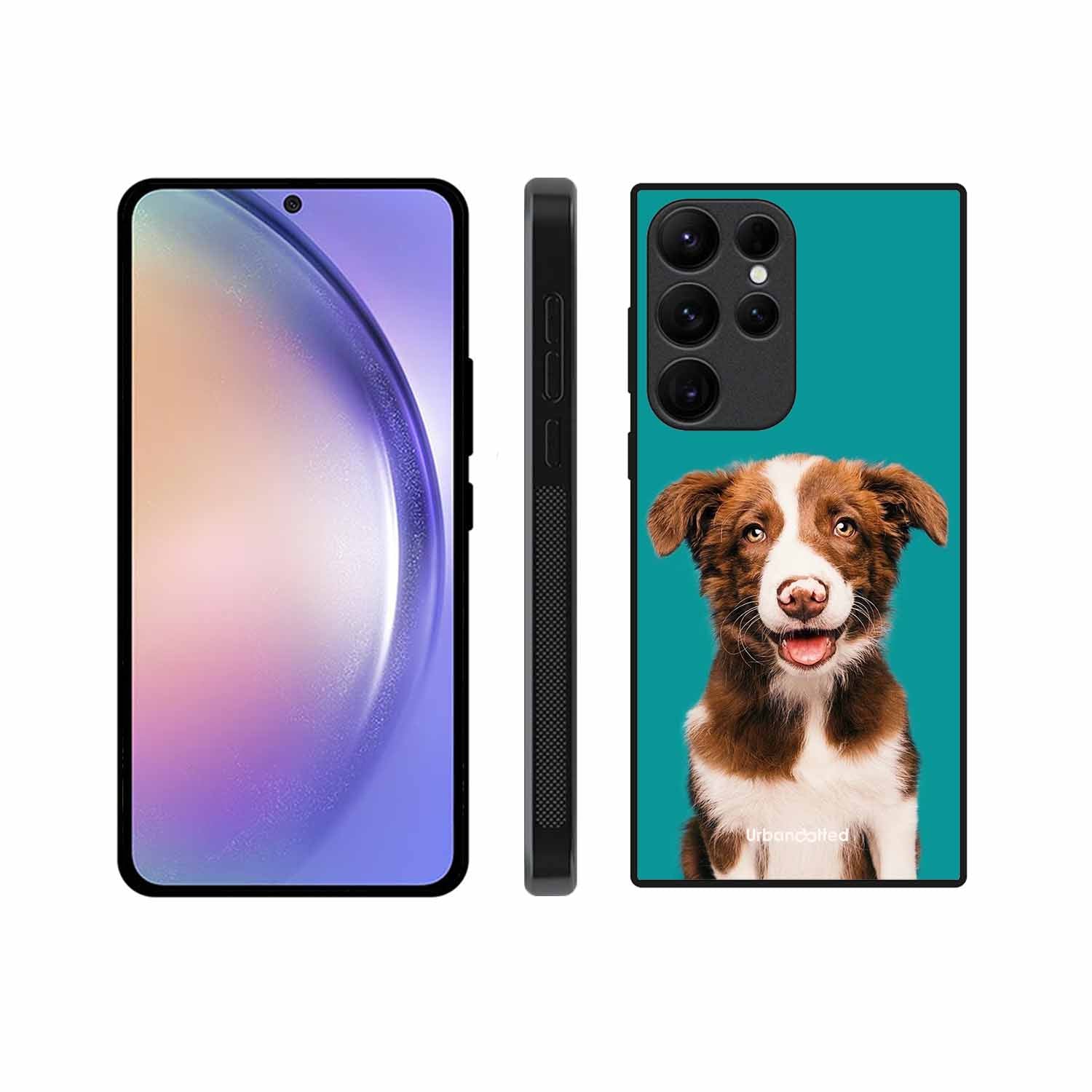 Smiling Dog Portrait Glass Case For Samsung S25 Ultra