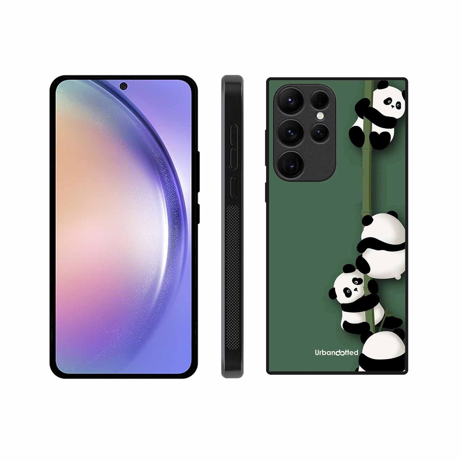 Climbing Pandas Glass Case For Samsung S23 Ultra 5G