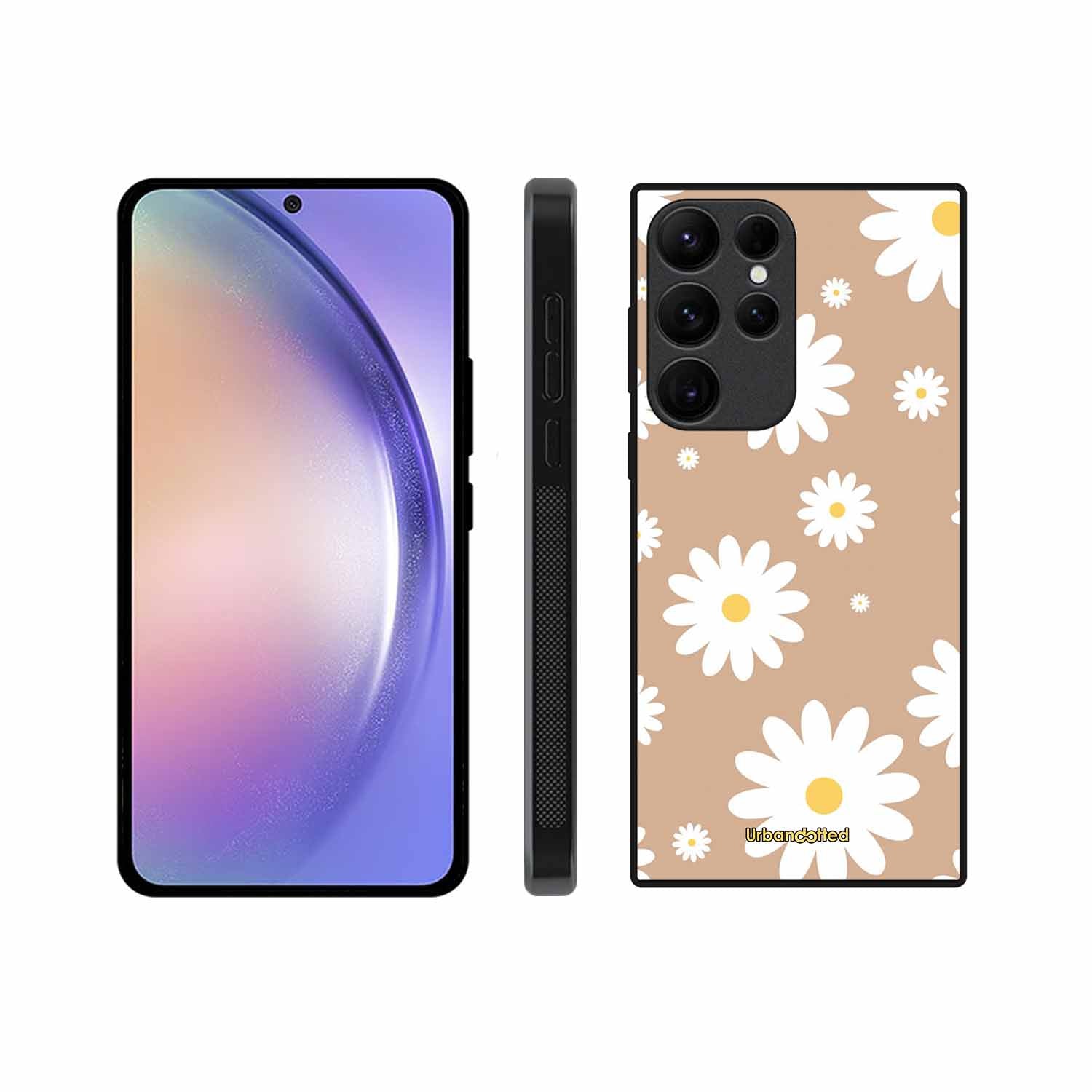 Tan Daisy Field Glass Case For Samsung S25 Ultra