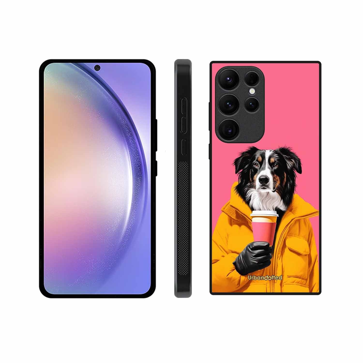 Trendy Dog with Drink Glass Case For Samsung S25 Ultra