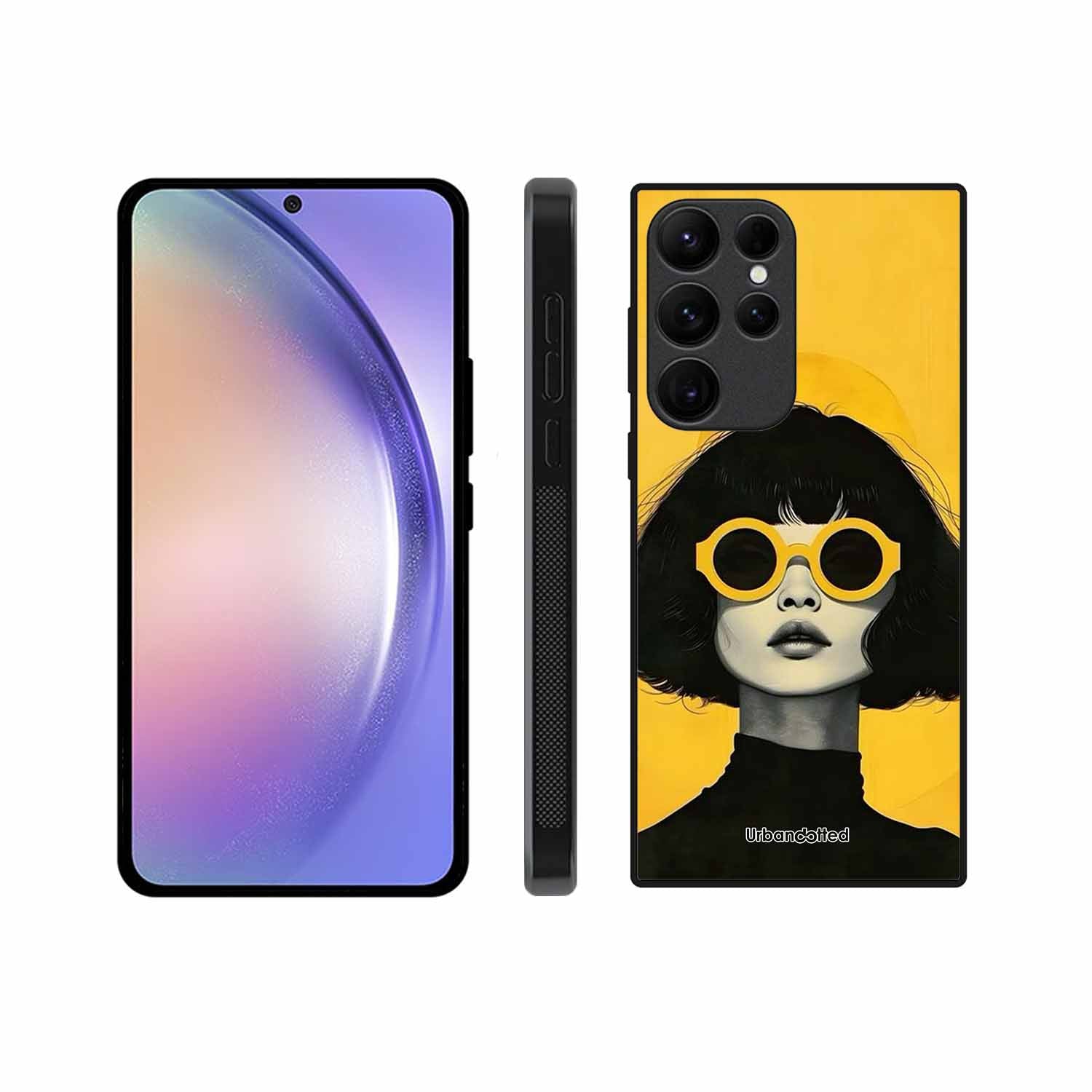 Retro Sunglasses Portrait Glass Case For Samsung S23 Ultra 5G