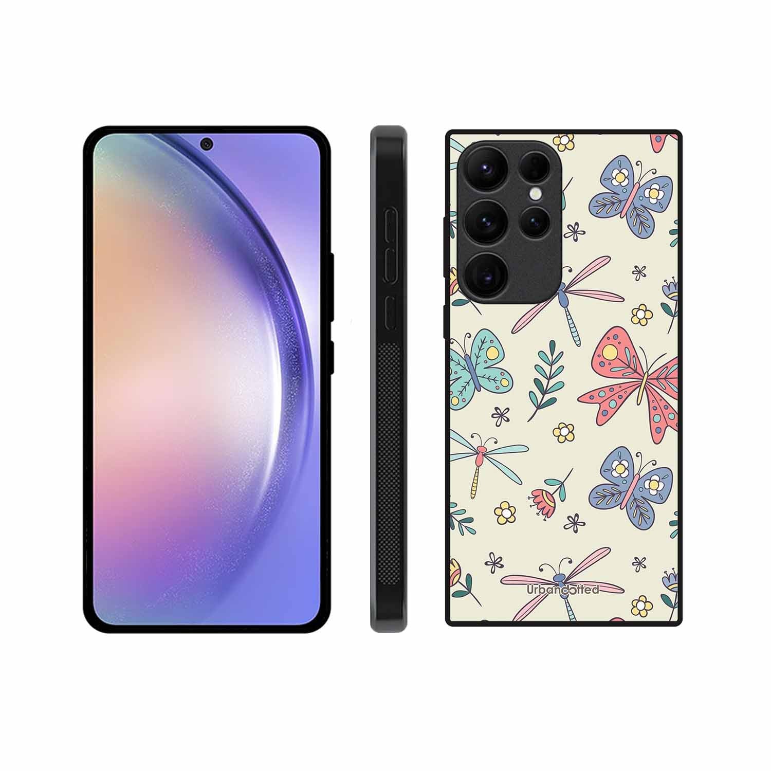 Butterfly and Dragonfly Garden Glass Case For Samsung S25 Ultra