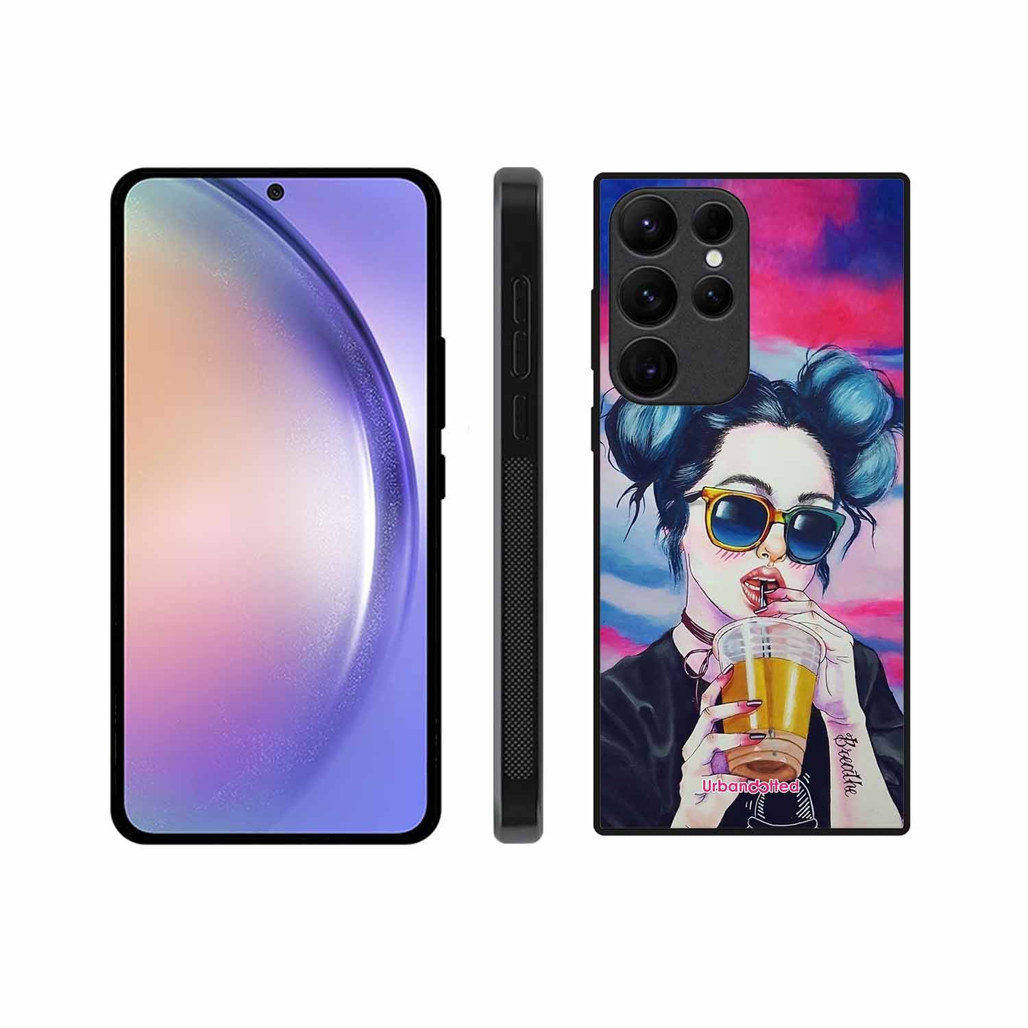 "Breathe" Tattoo Girl Glass Case For Samsung S23 Ultra 5G