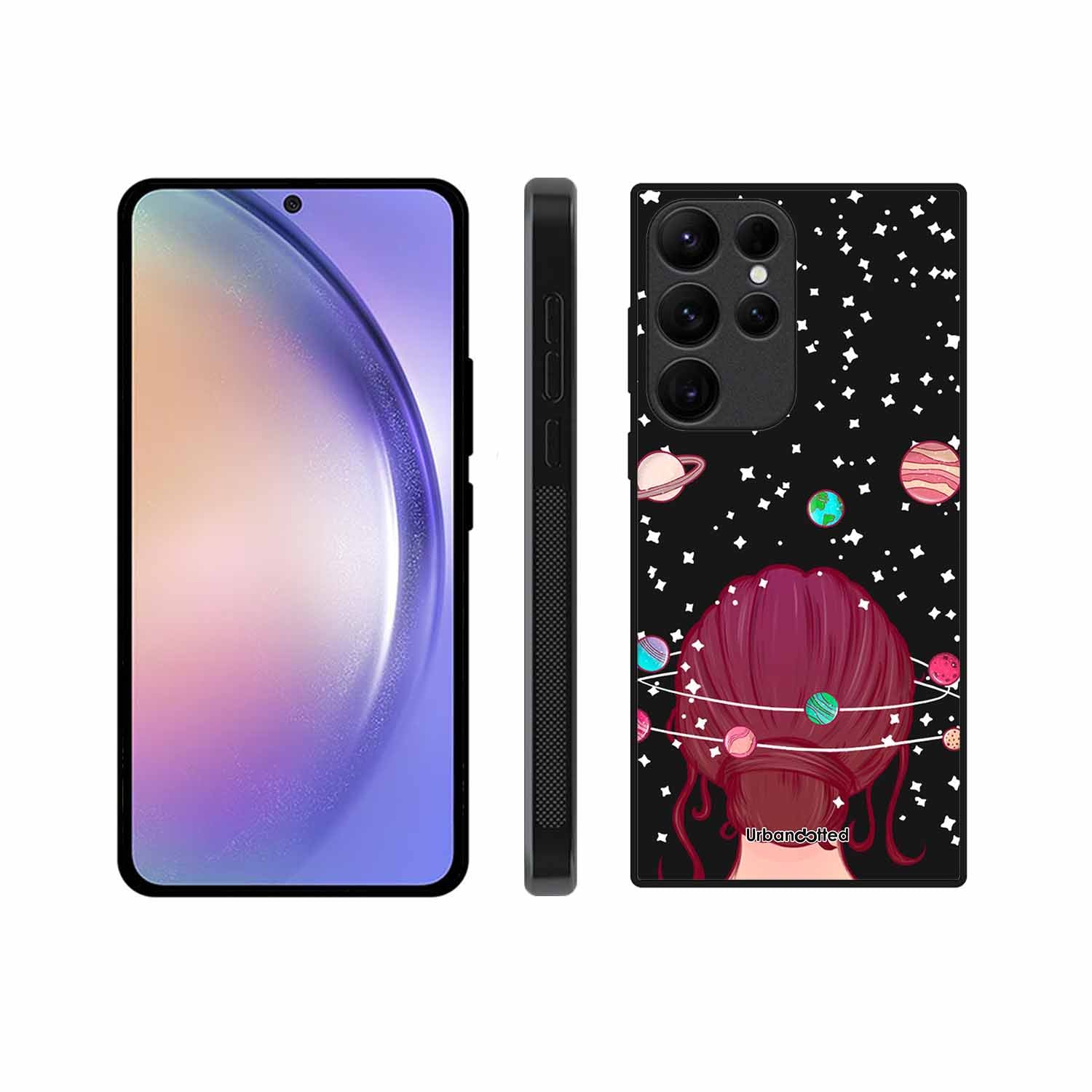 Galactic Hair Space Girl Glass Case For Samsung S23 Ultra 5G