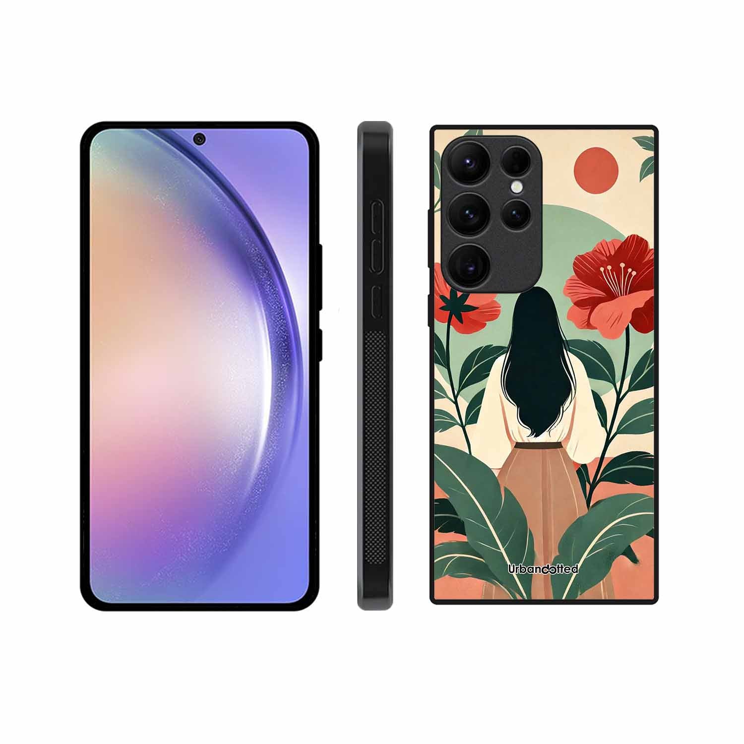 Woman in Floral Garden Glass Case For Samsung S25 Ultra