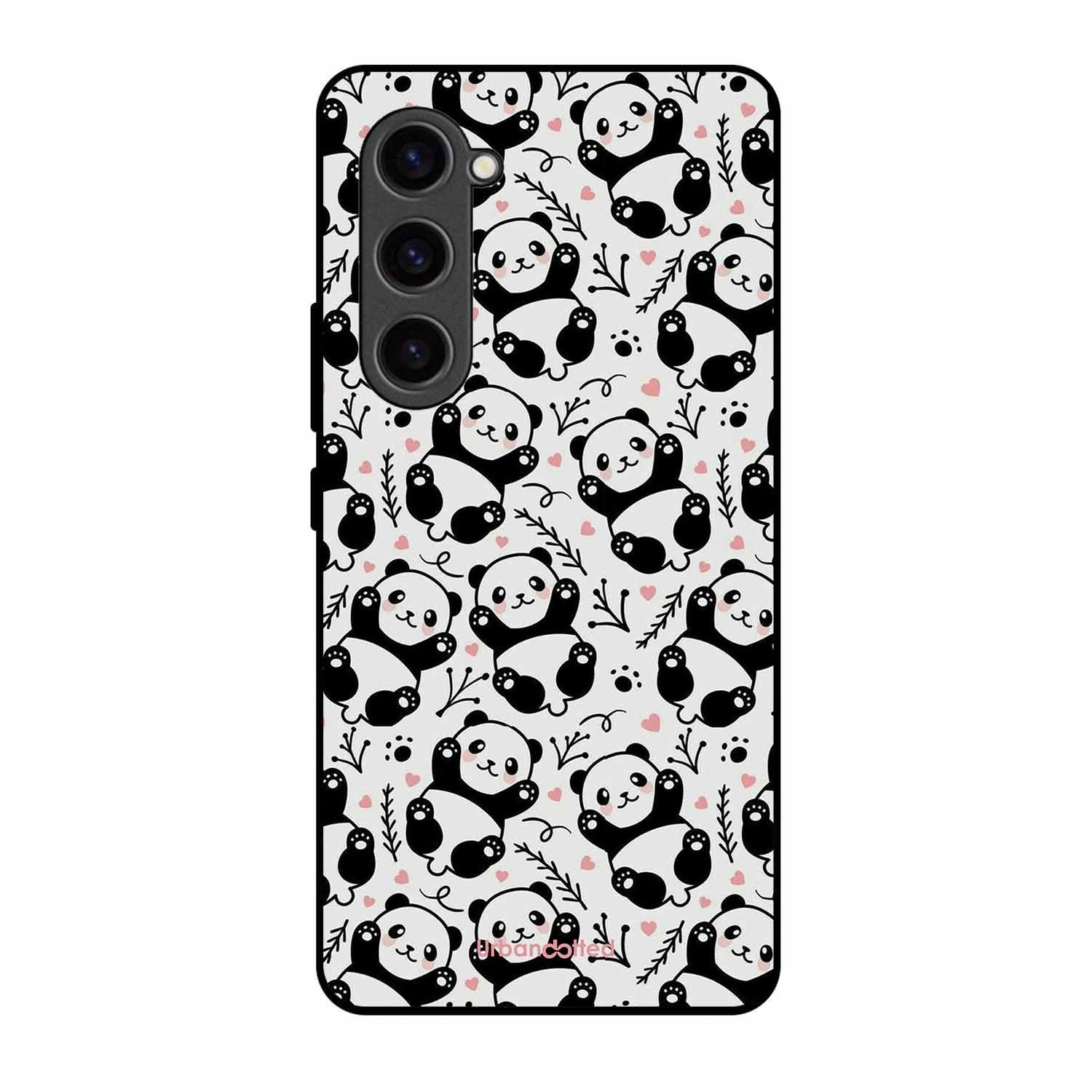 Cute Doodle Panda Glass Case For Samsung S23 Plus 5G
