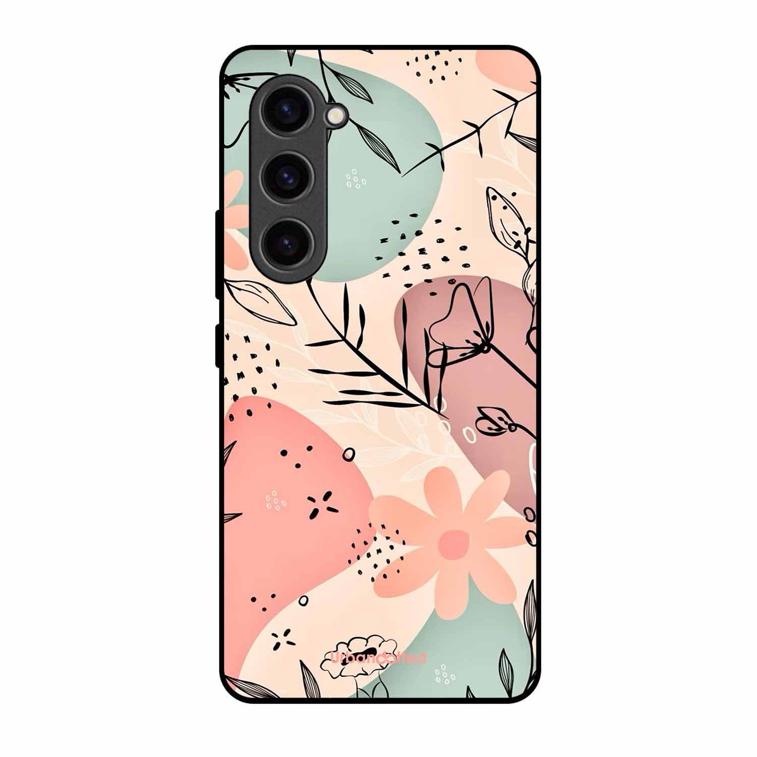 Abstract Floral Glass Case For Samsung S23 Plus 5G