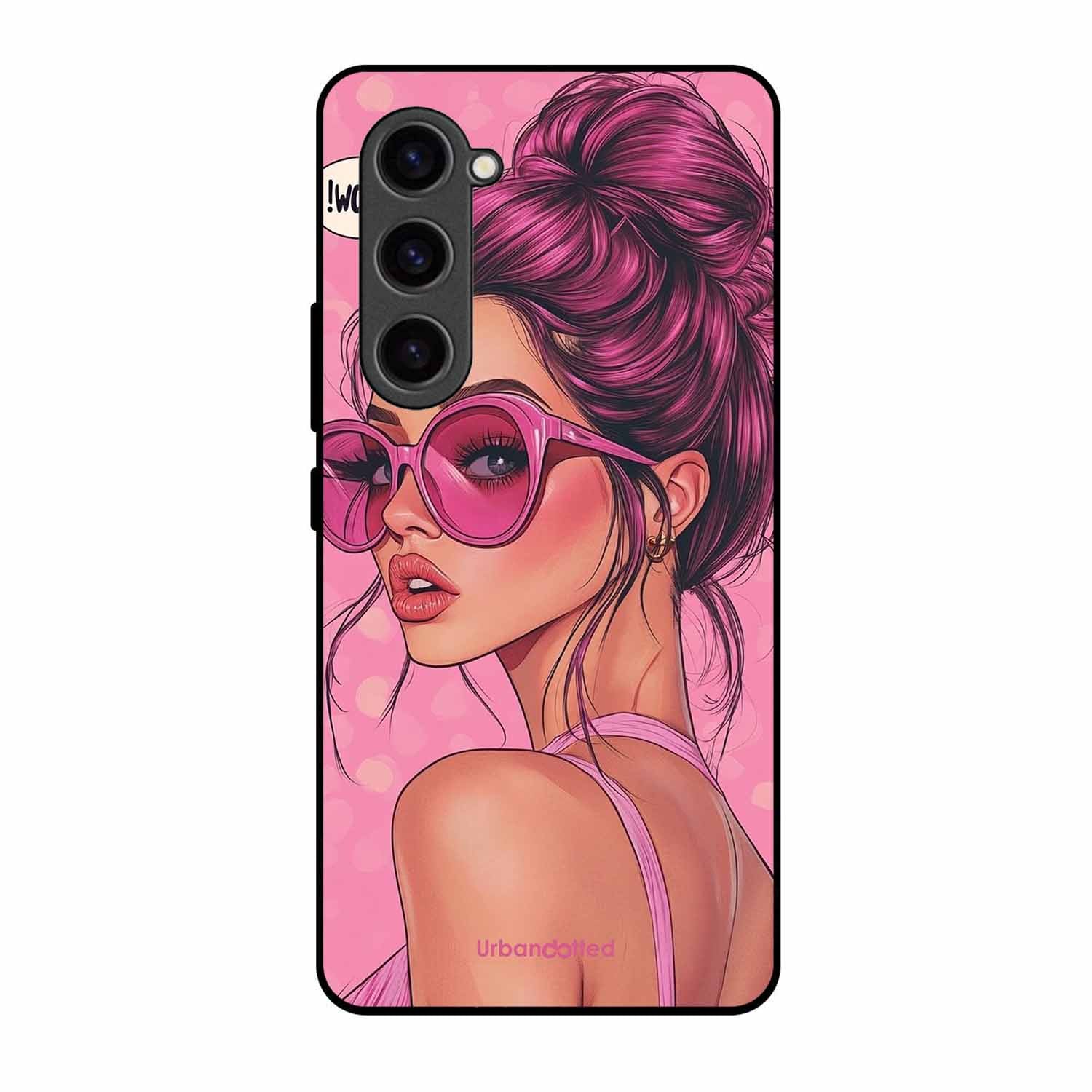Retro Sunglasses Girl Glass Case For Samsung S23 Plus 5G