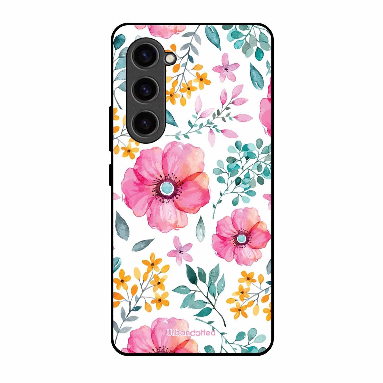 True Blue Wildflower Glass Case For Samsung S23 Plus 5G