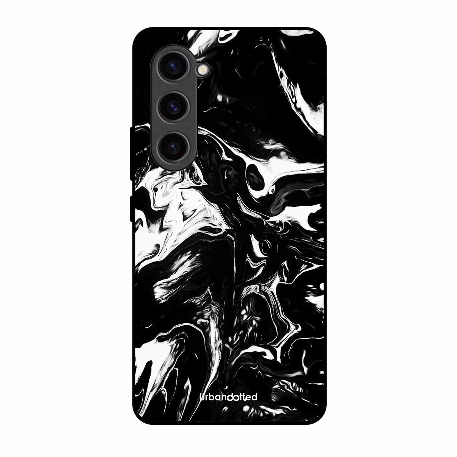 Dark Marble Texture Glass Case For Samsung S23 Plus 5G