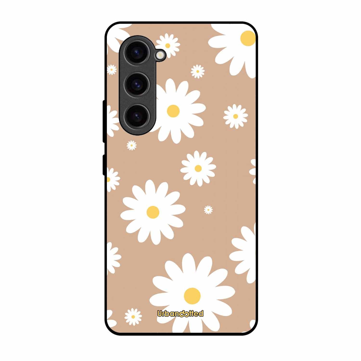 Tan Daisy Field Glass Case For Samsung S23 5G