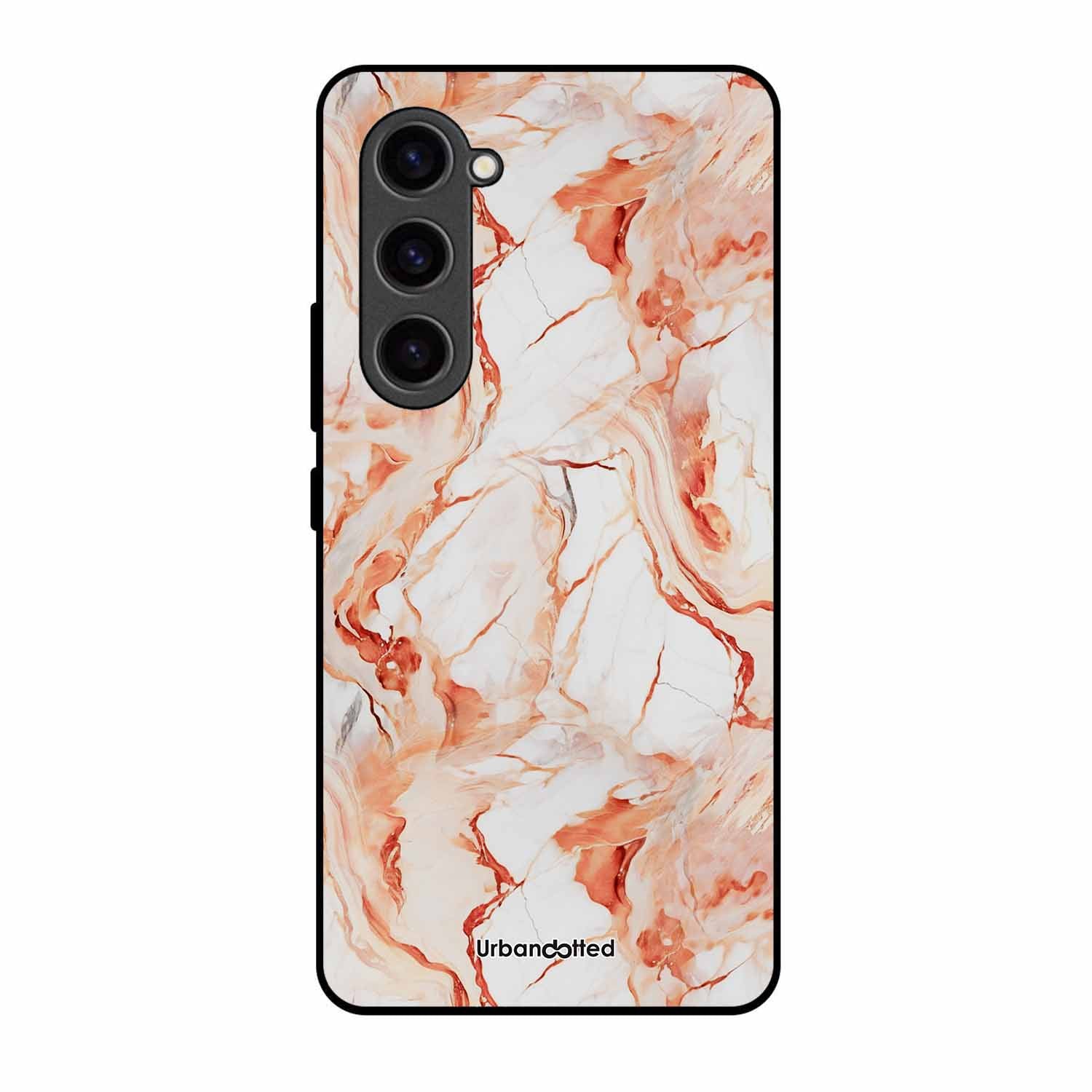 Elegant Rose Gold Veins Glass Case For Samsung S23 5G
