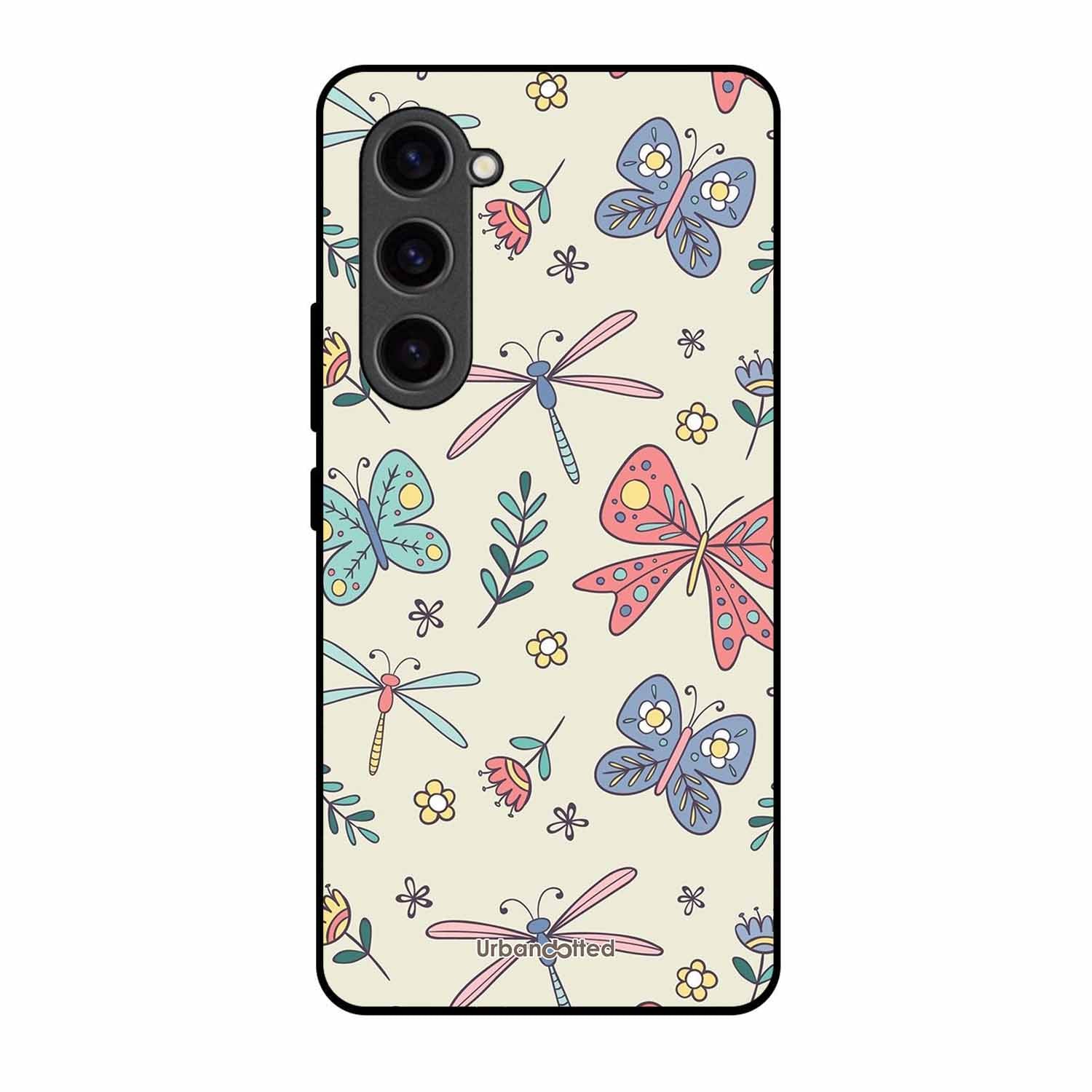 Butterfly and Dragonfly Garden Glass Case For Samsung S23 5G