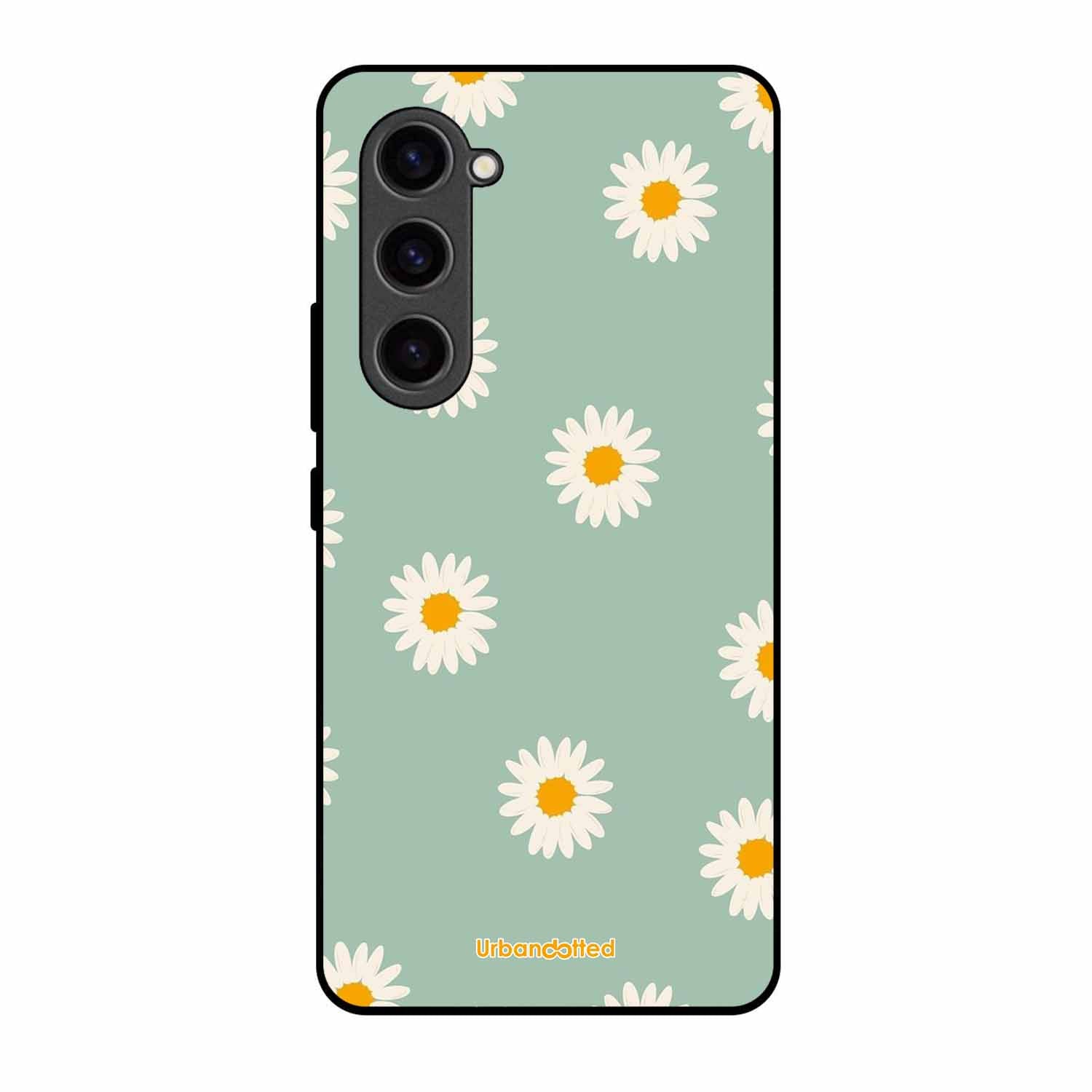 Scattered White Daisies Glass Case For Samsung S23 Plus 5G