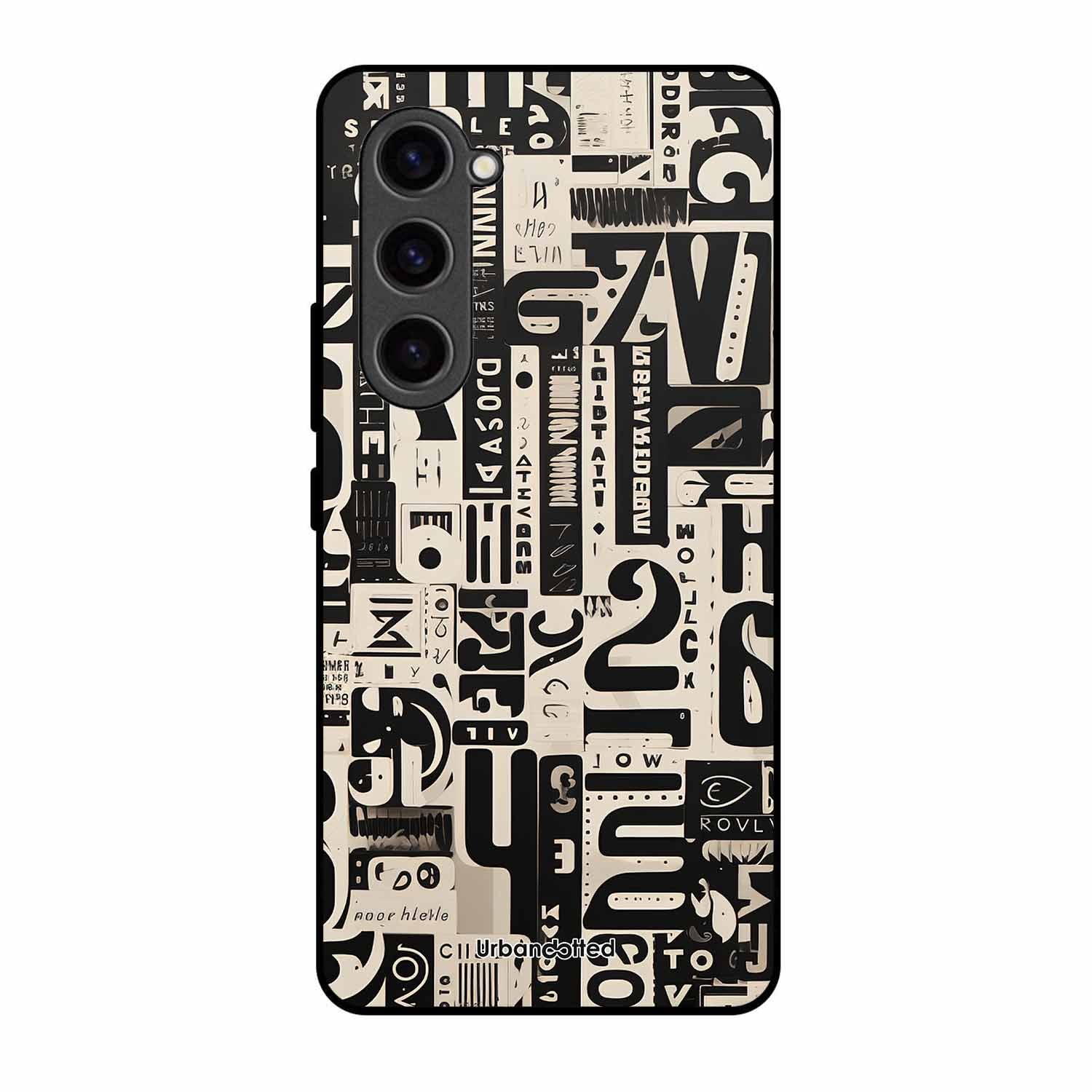 Abstract Typography Collage Glass Case For Samsung S23 5G