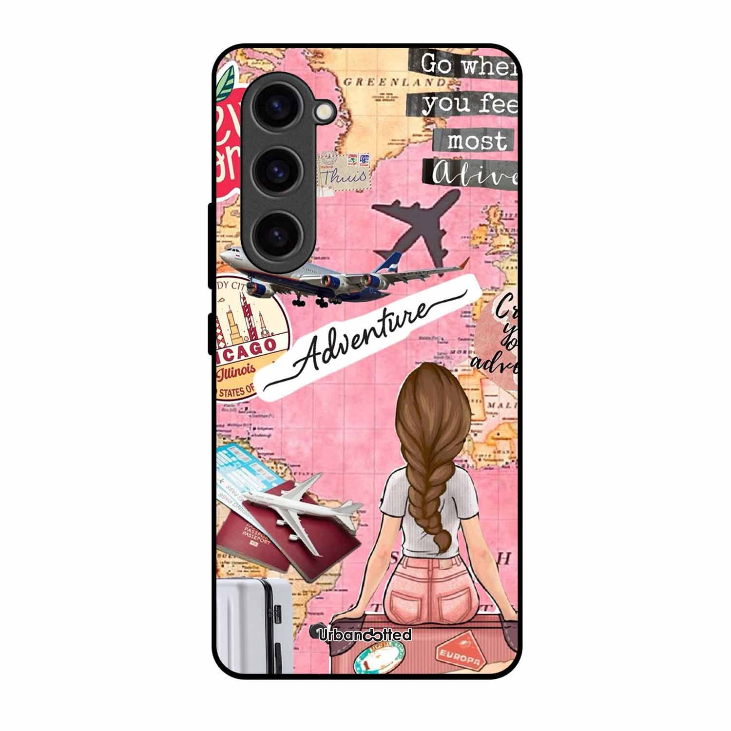 Travel Adventure Map Glass Case For Samsung S23 5G