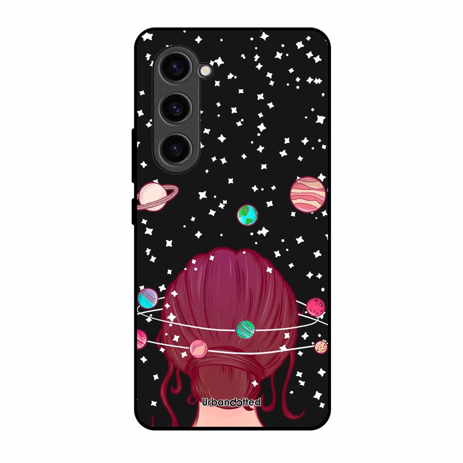 Galactic Hair Space Girl Glass Case For Samsung S23 5G