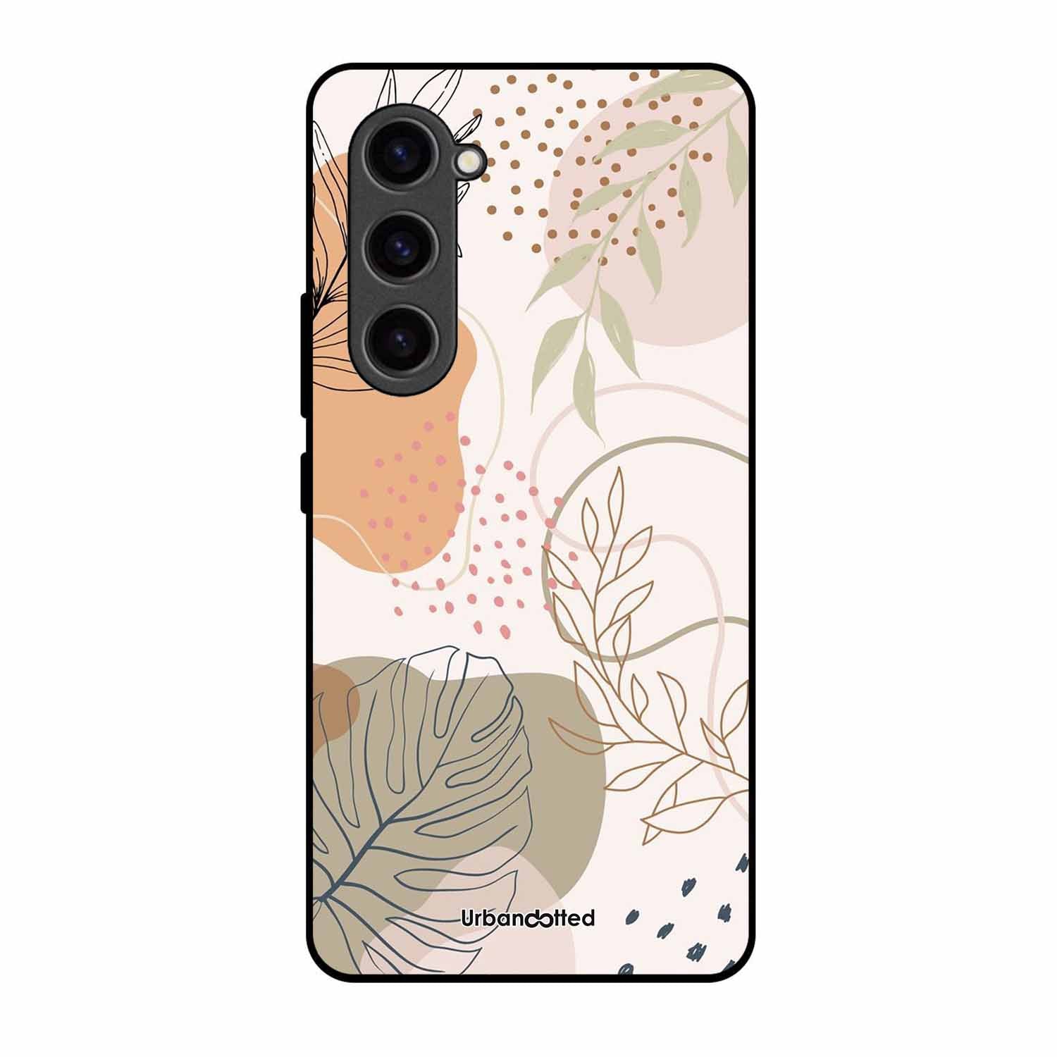 Minimalist Leaf Pattern Glass Case For Samsung S23 5G