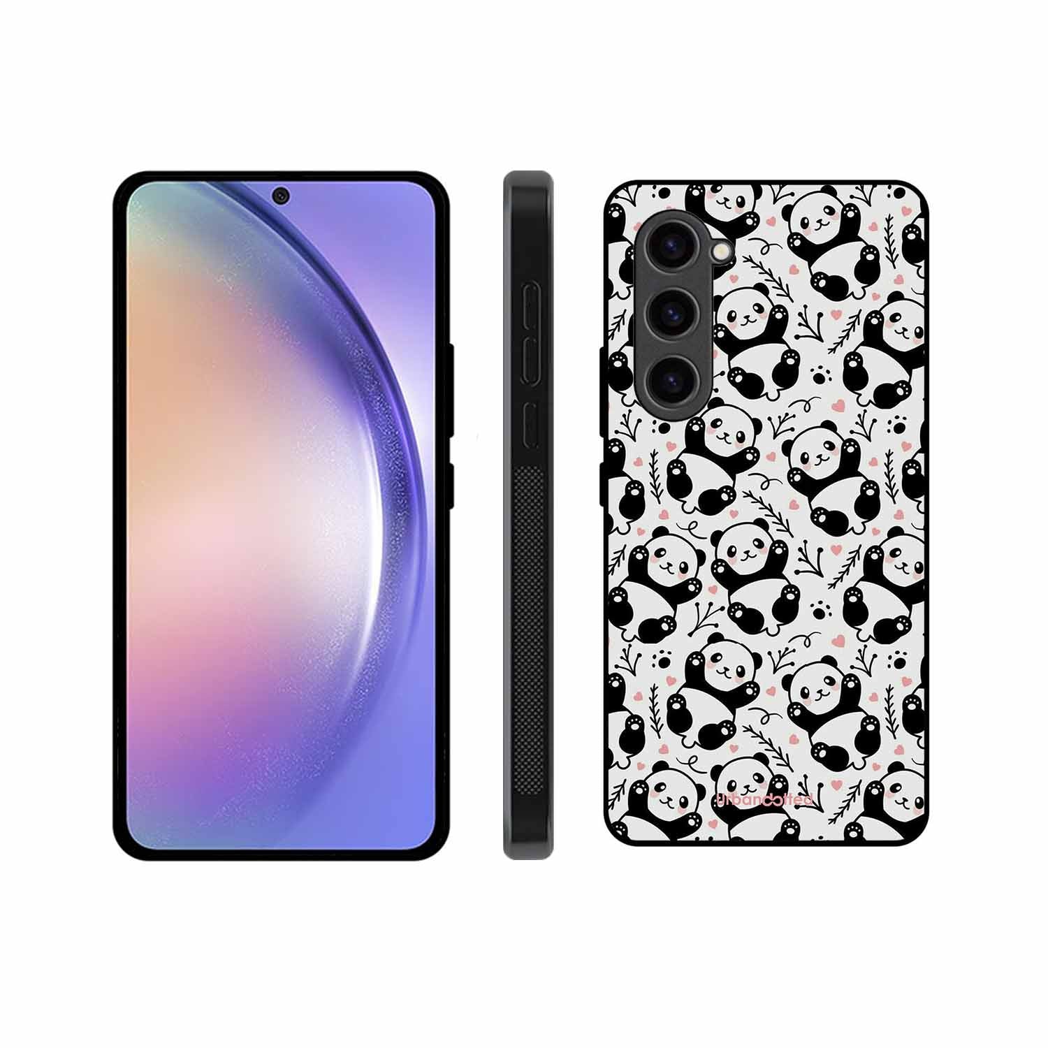 Cute Doodle Panda Glass Case For Samsung S23 Plus 5G