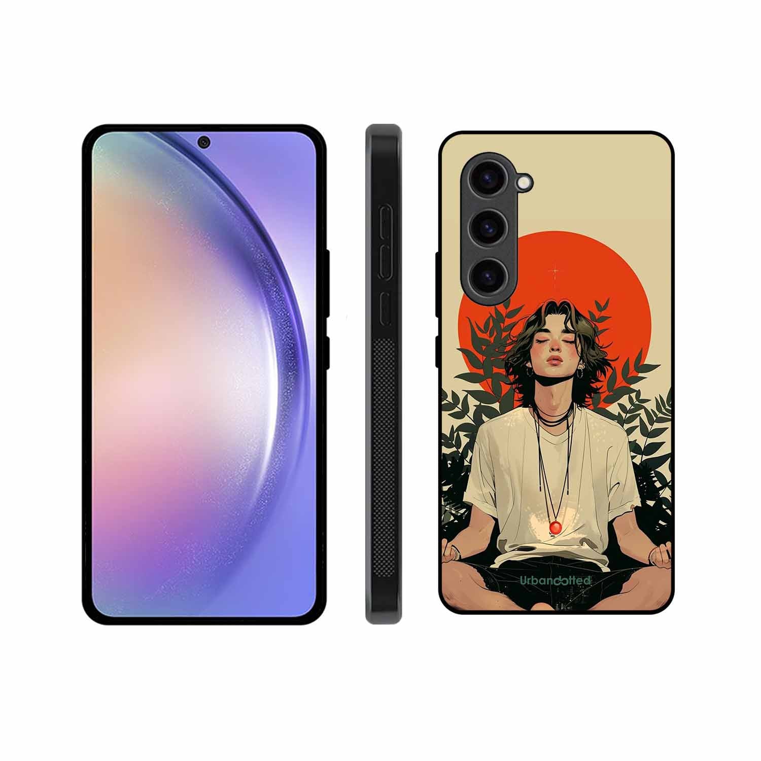 Meditating Figure Glass Case For Samsung S23 Plus 5G