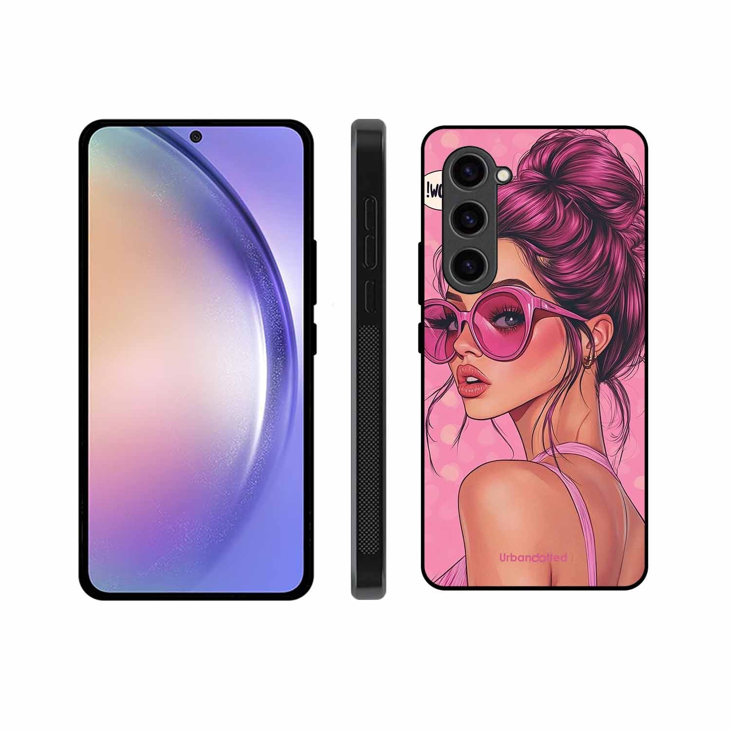 Retro Sunglasses Girl Glass Case For Samsung S23 Plus 5G