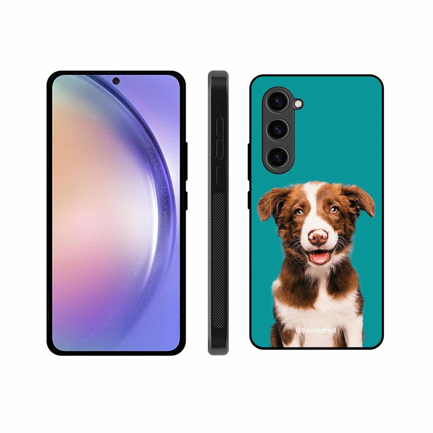Smiling Dog Portrait Glass Case For Samsung S23 Plus 5G