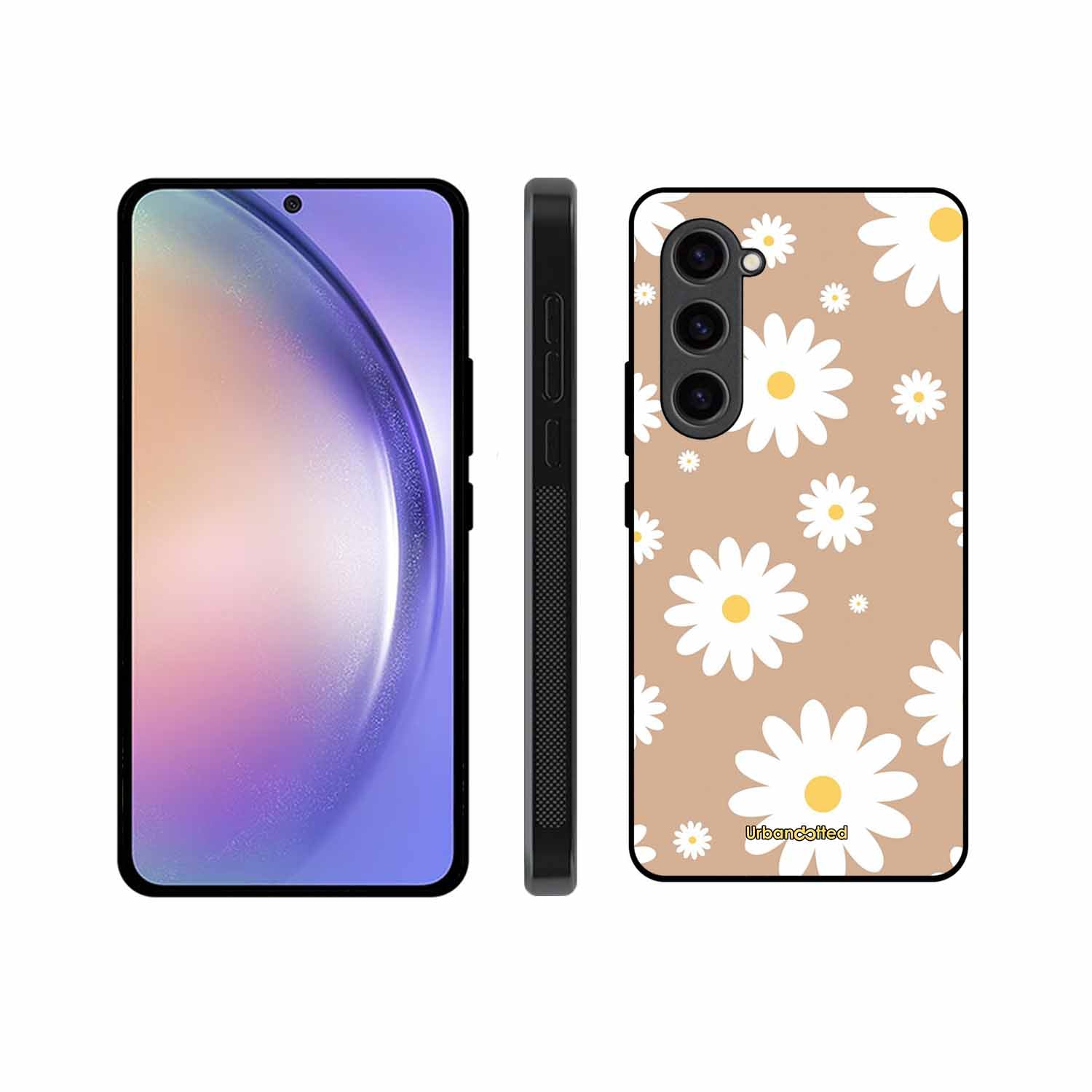 Tan Daisy Field Glass Case For Samsung S23 5G