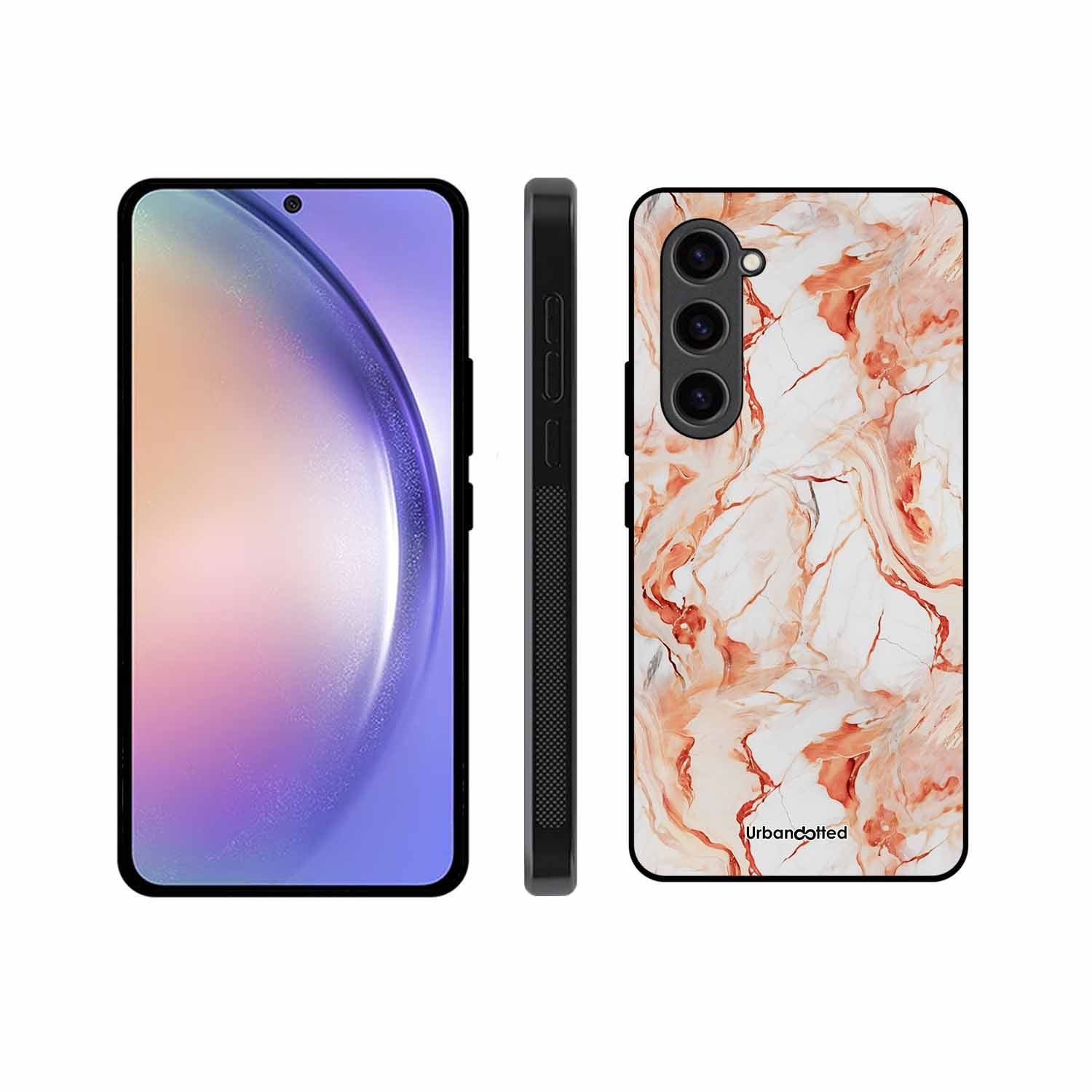 Elegant Rose Gold Veins Glass Case For Samsung S23 Plus 5G