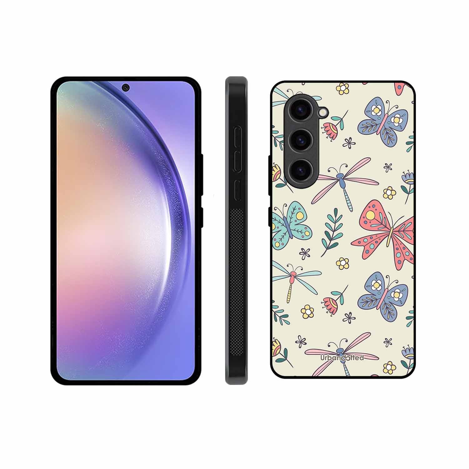 Butterfly and Dragonfly Garden Glass Case For Samsung S23 5G