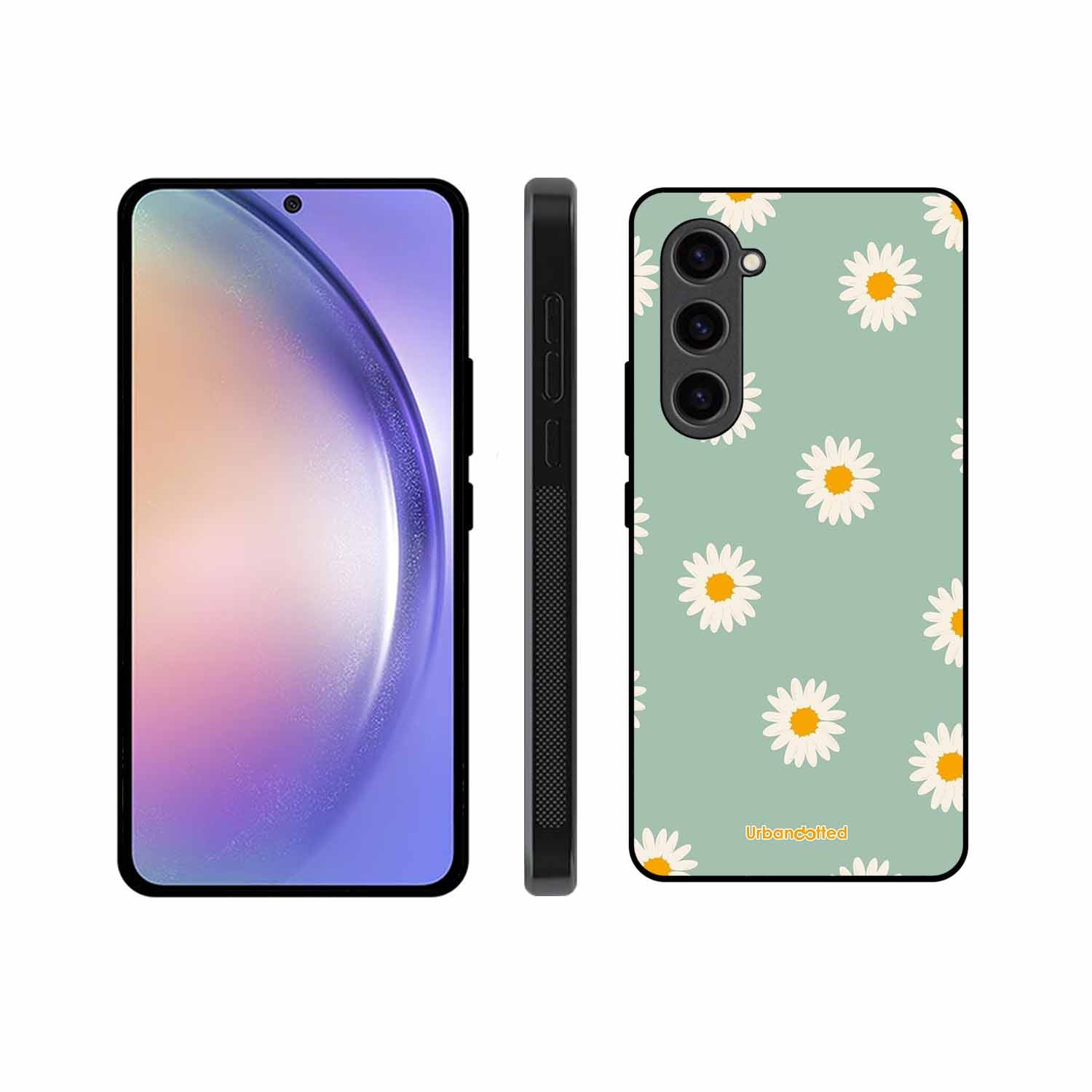 Scattered White Daisies Glass Case For Samsung S23 Plus 5G