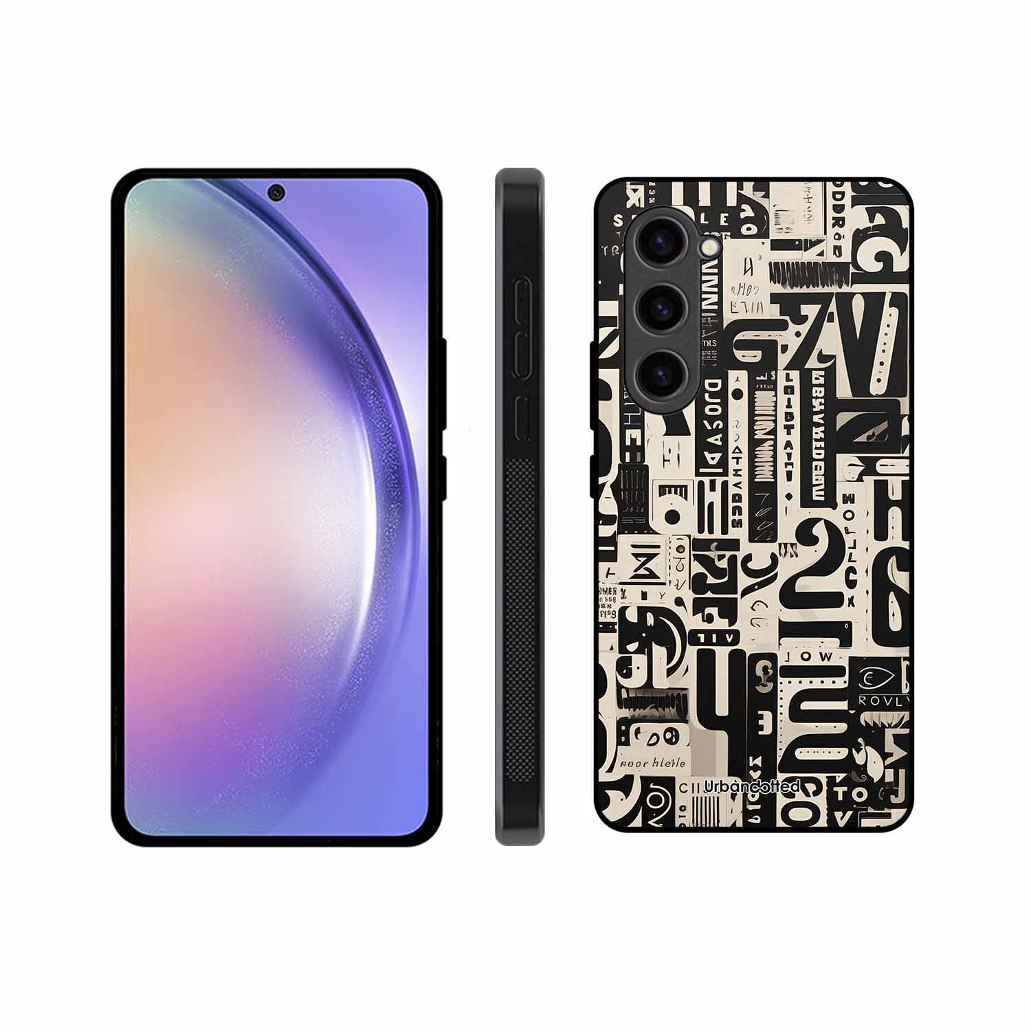 Abstract Typography Collage Glass Case For Samsung S23 5G