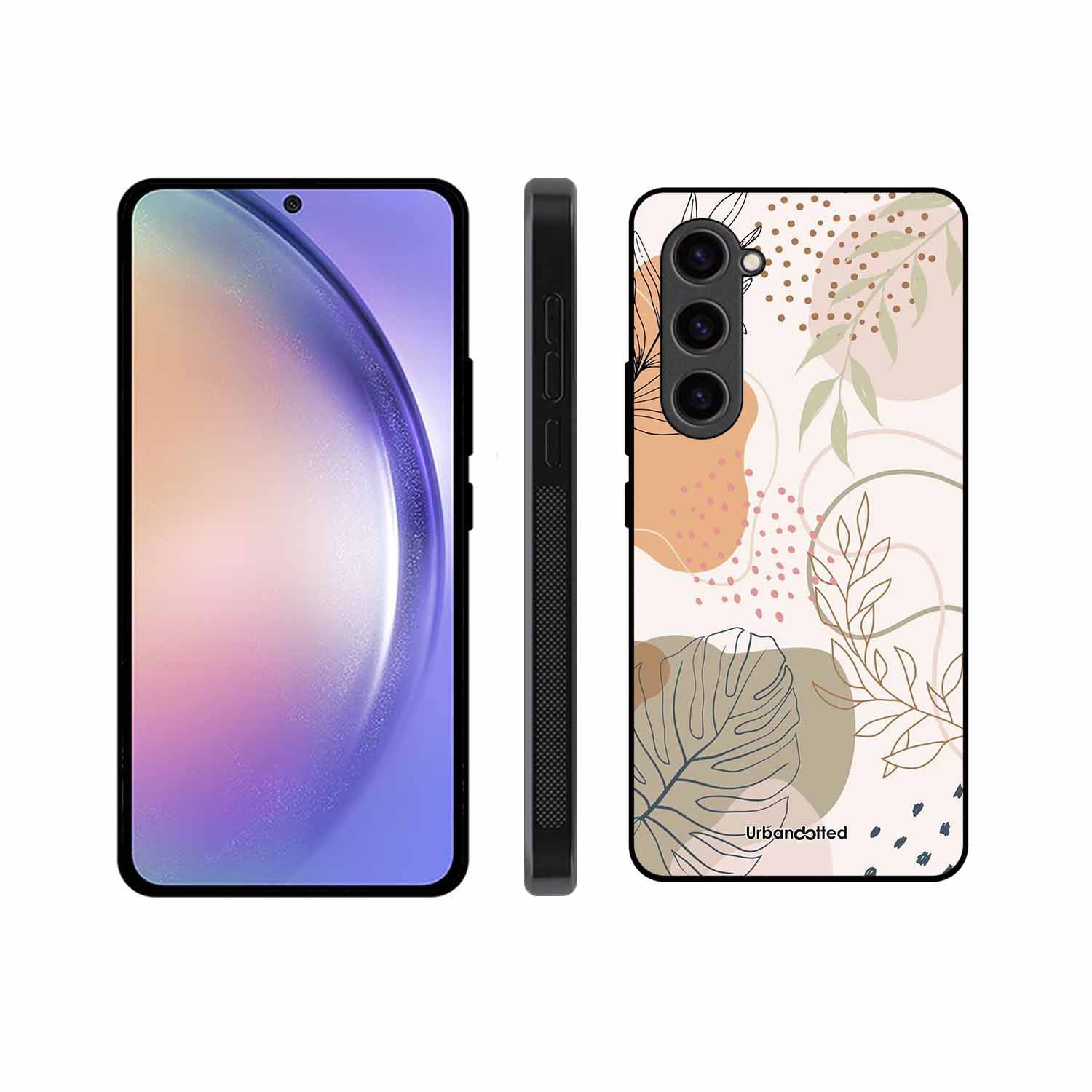 Minimalist Leaf Pattern Glass Case For Samsung S23 Plus 5G