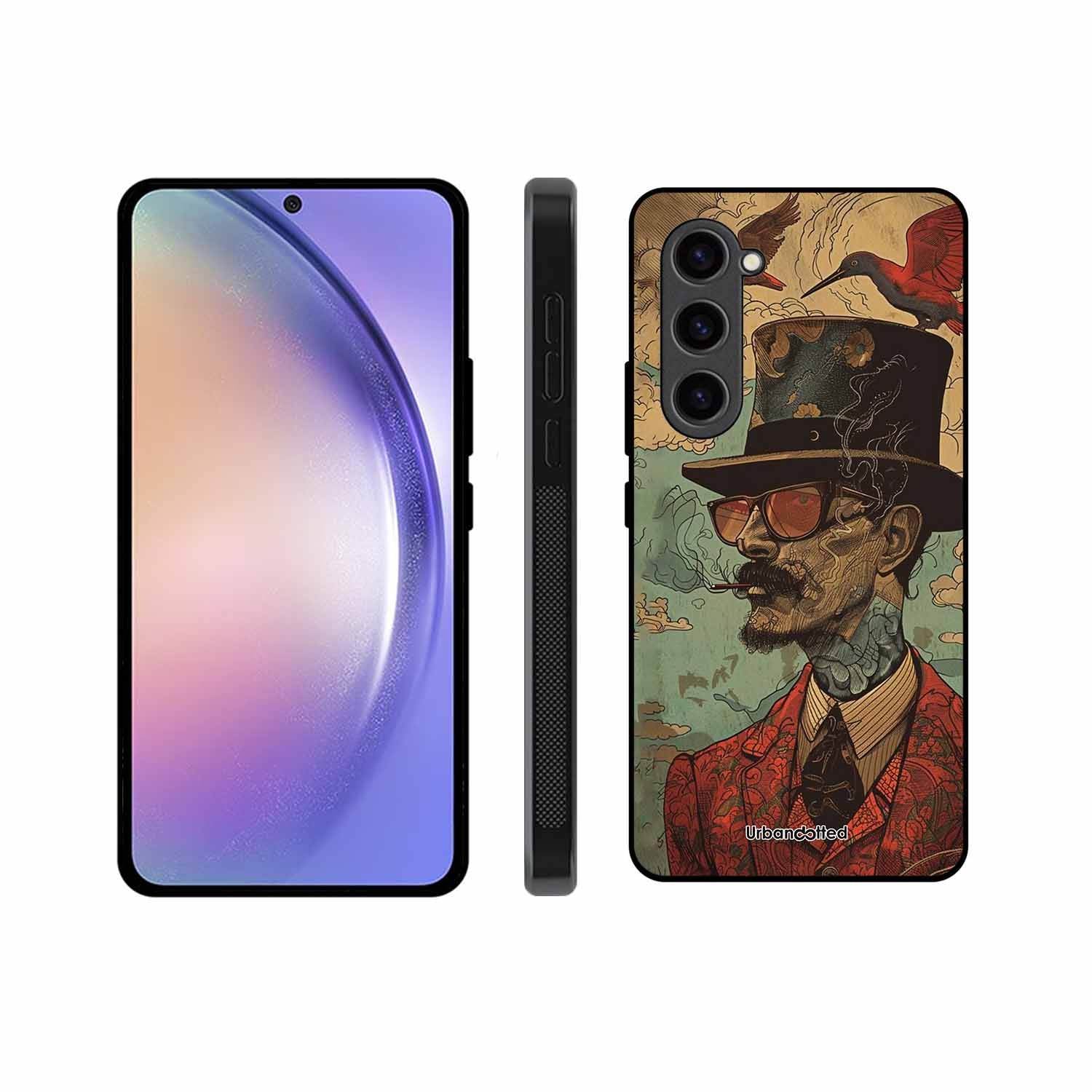 Steampunk Gentleman Smoker Glass Case For Samsung S23 5G