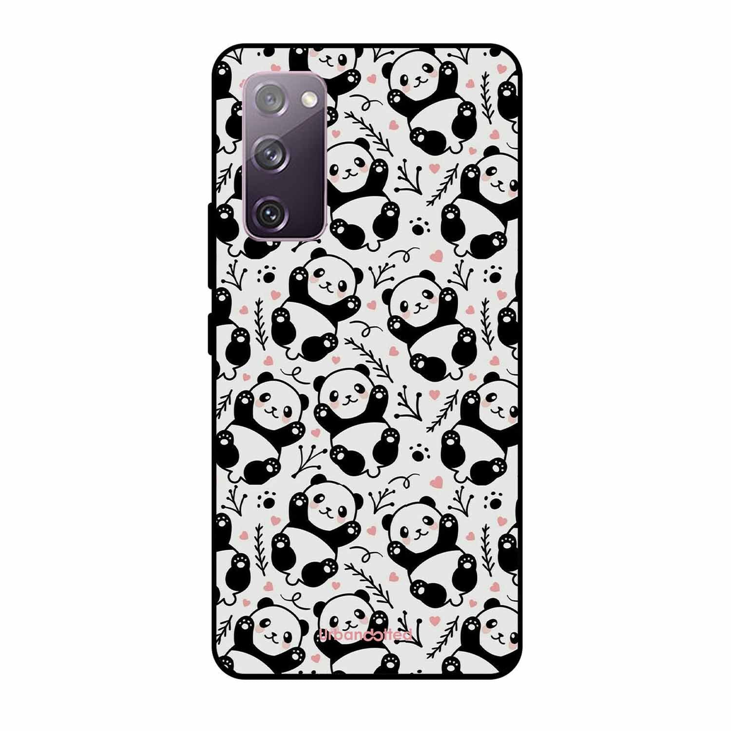 Cute Doodle Panda Glass Case For Samsung S20 FE