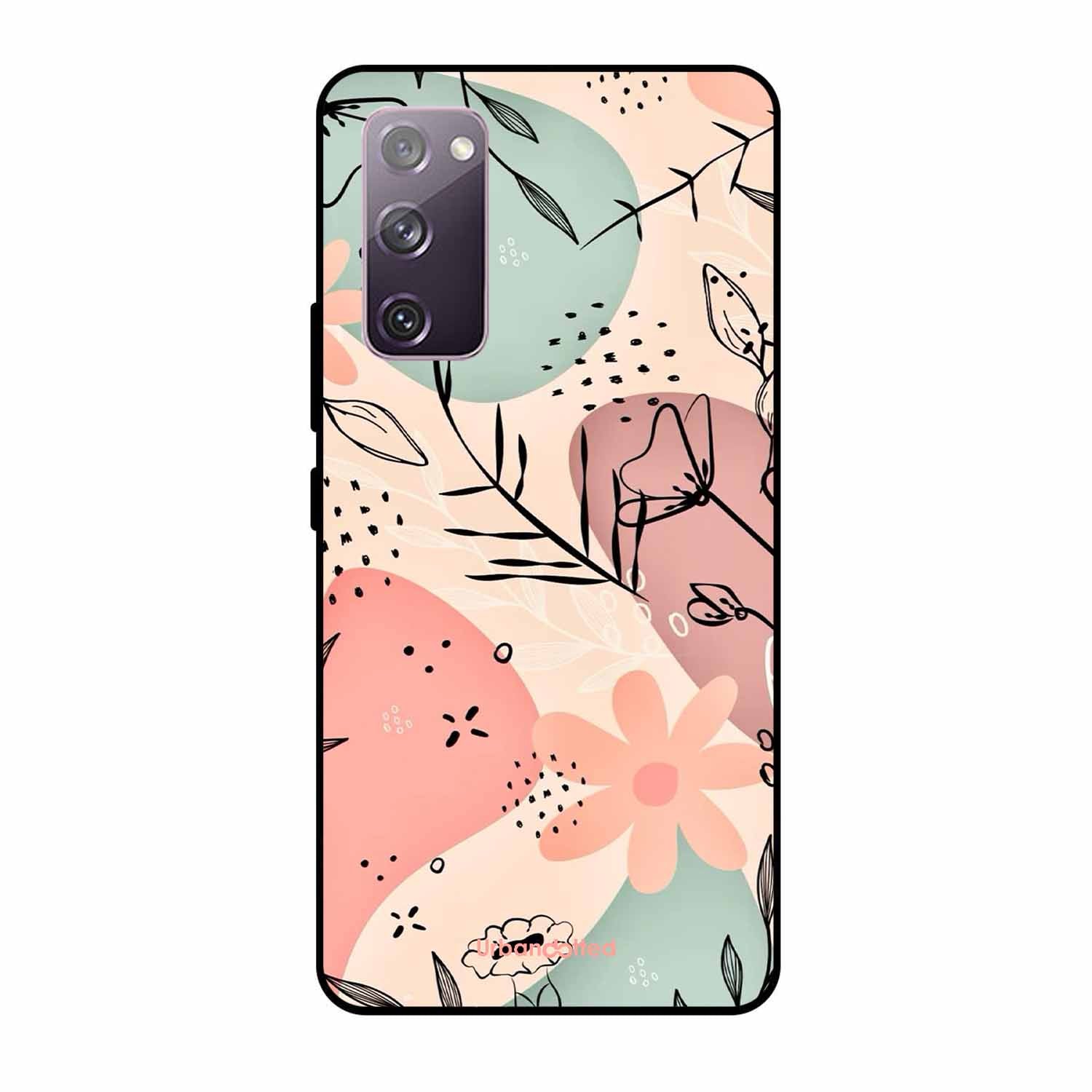 Abstract Floral Glass Case For Samsung S20 FE