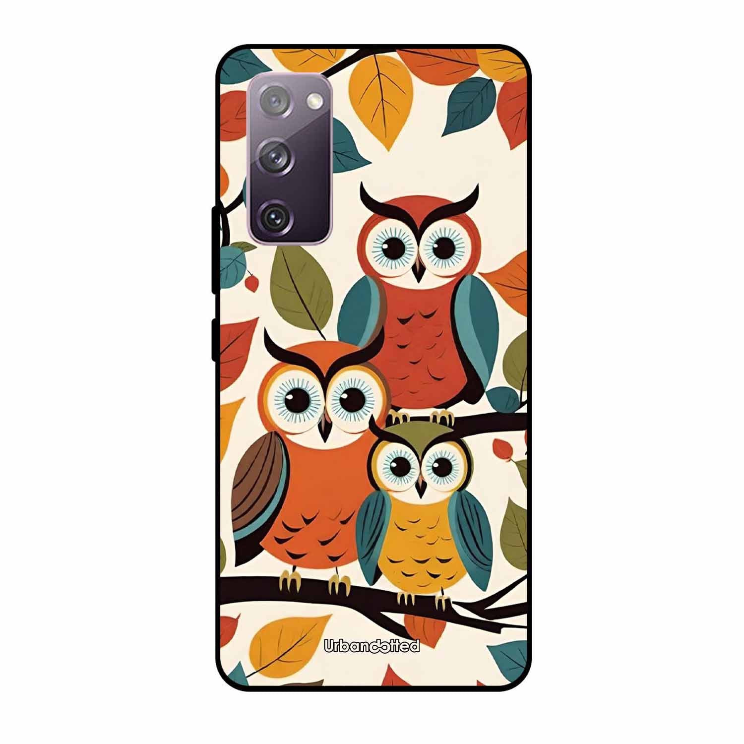 Retro Owl Family Glass Case For Samsung S20 FE