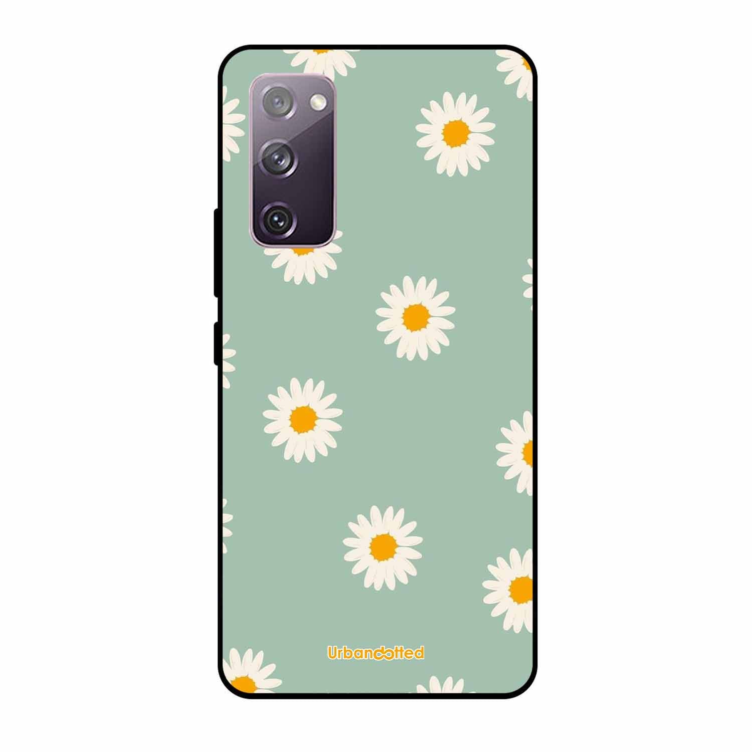Scattered White Daisies Glass Case For Samsung S20 FE