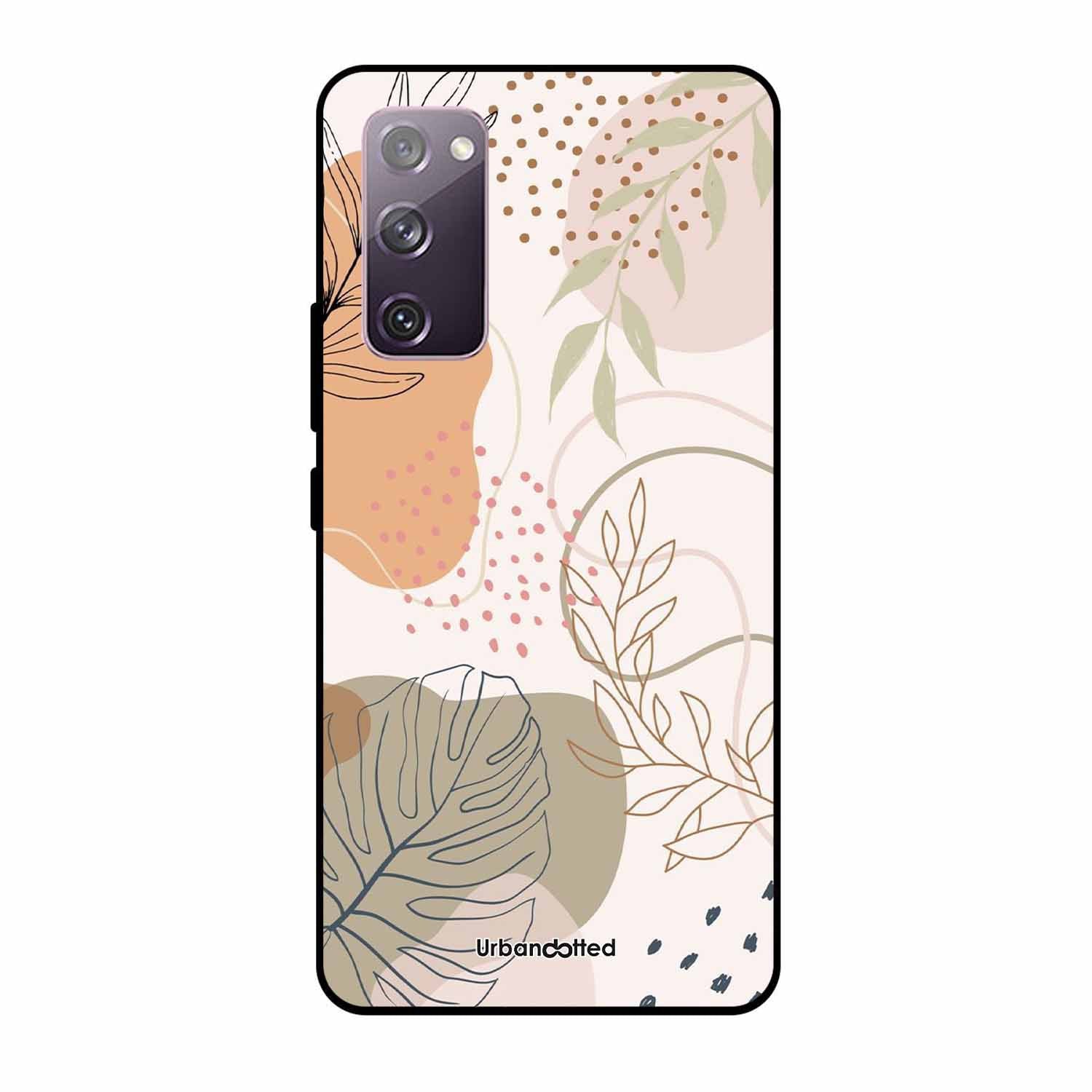 Minimalist Leaf Pattern Glass Case For Samsung S20 FE