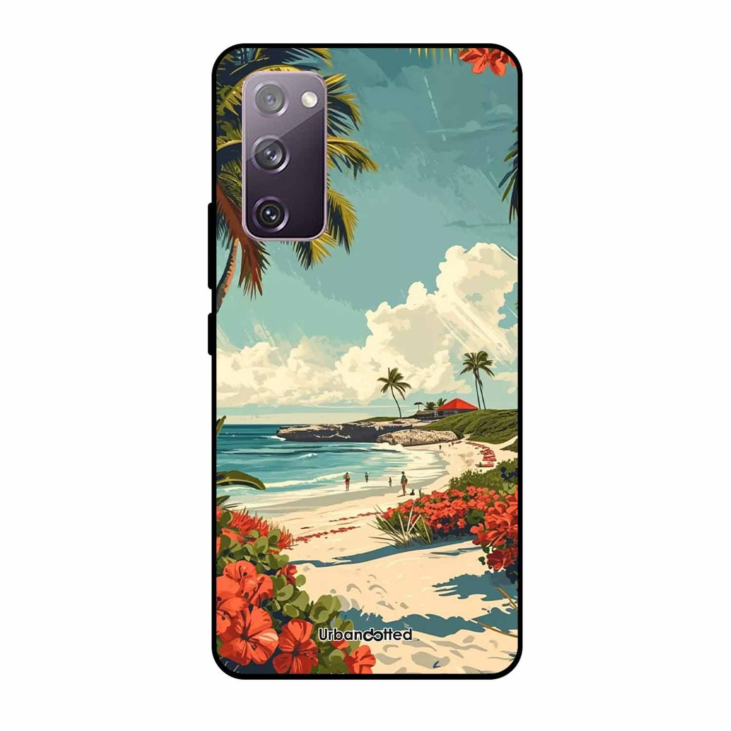 Tropical Beach Paradise Glass Case For Samsung S20 FE