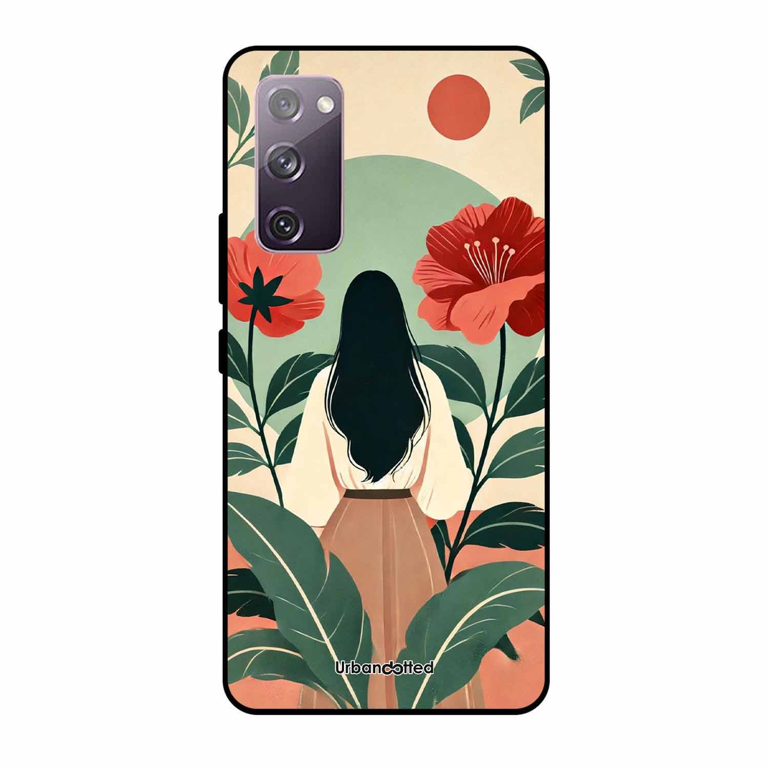 Woman in Floral Garden Glass Case For Samsung S20 FE