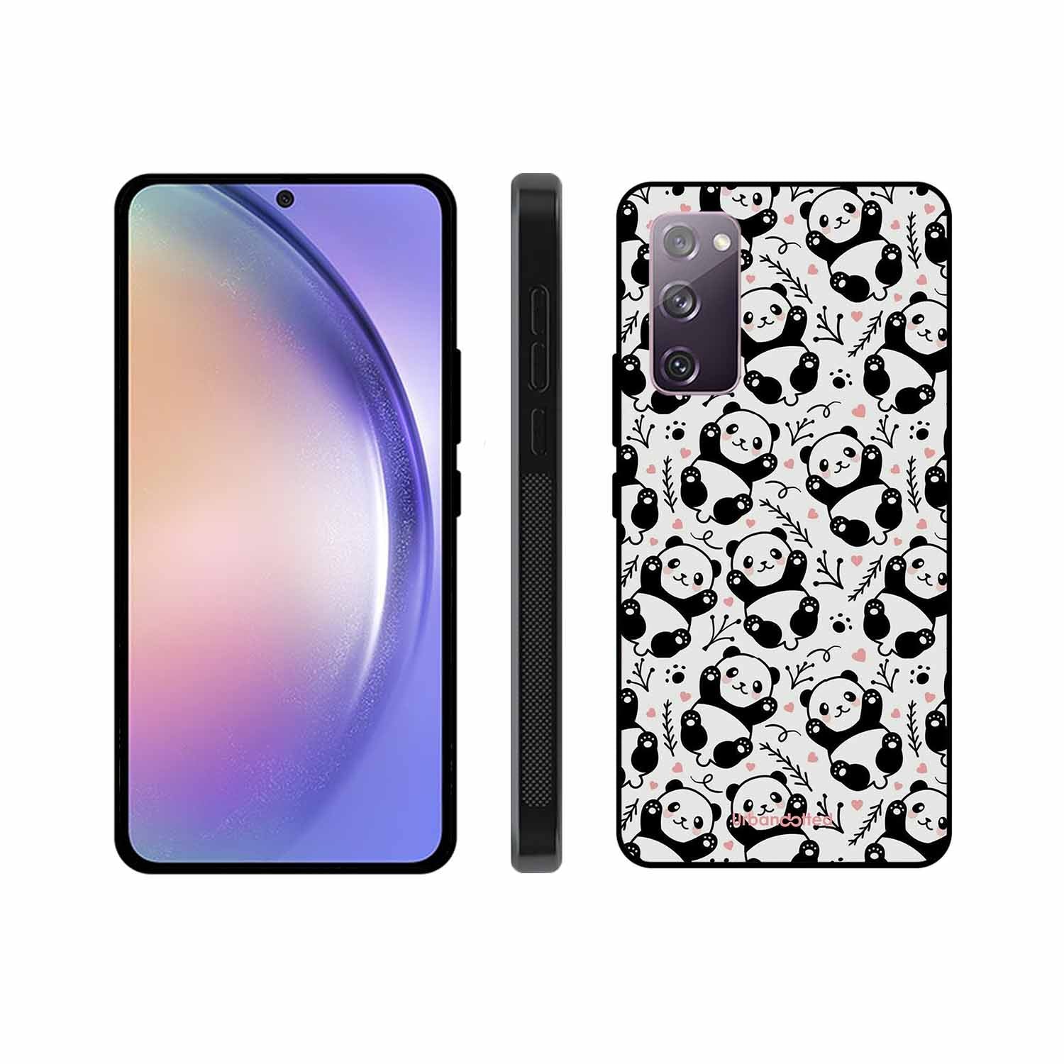 Cute Doodle Panda Glass Case For Samsung S20 FE