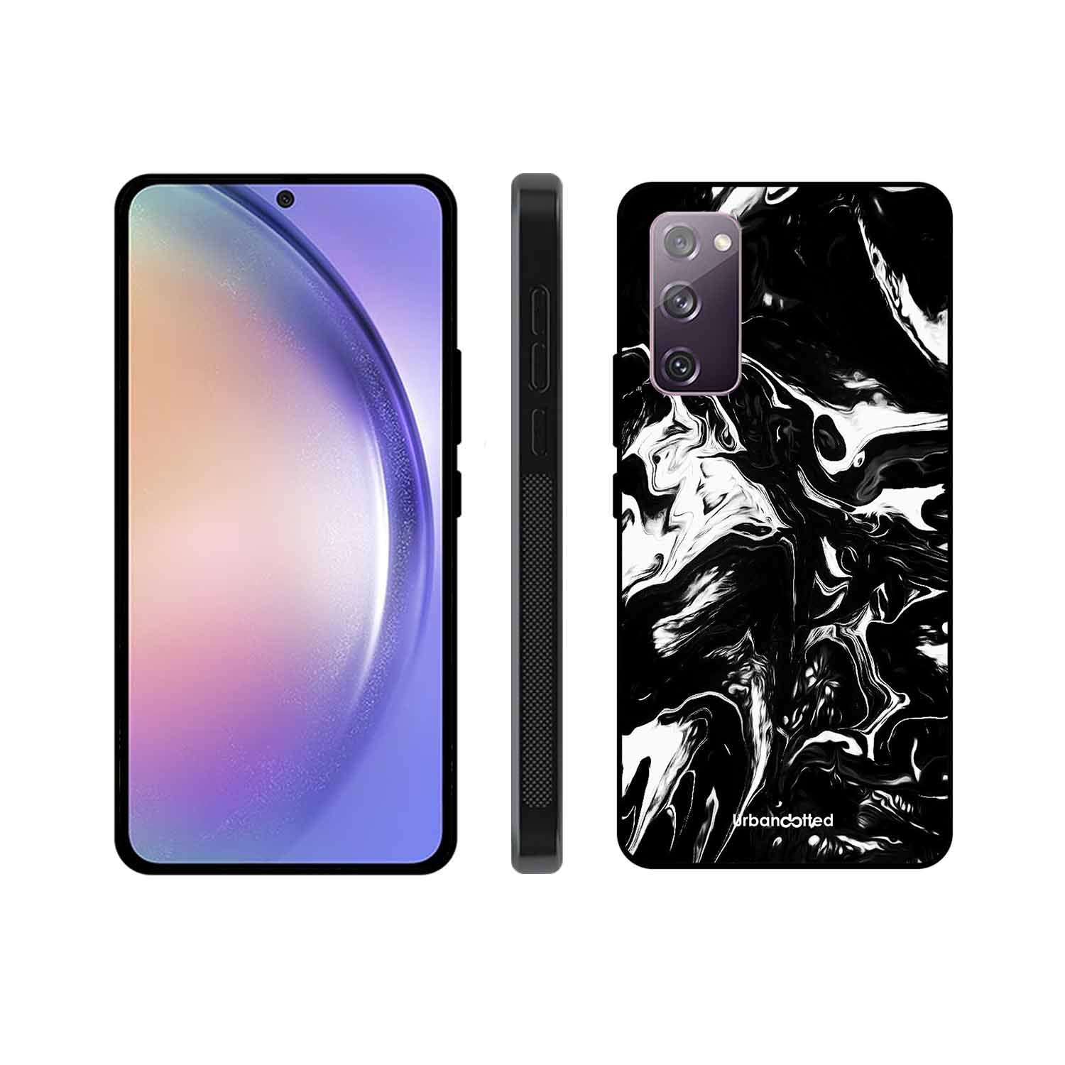Dark Marble Texture Glass Case For Samsung S20 FE