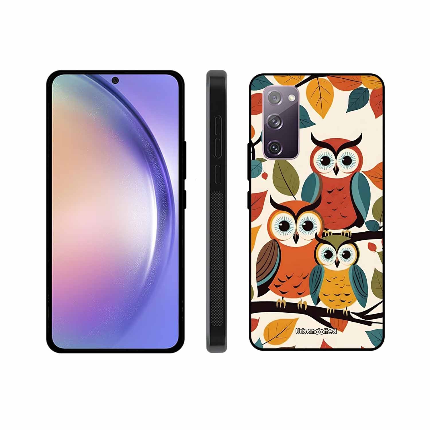Retro Owl Family Glass Case For Samsung S20 FE